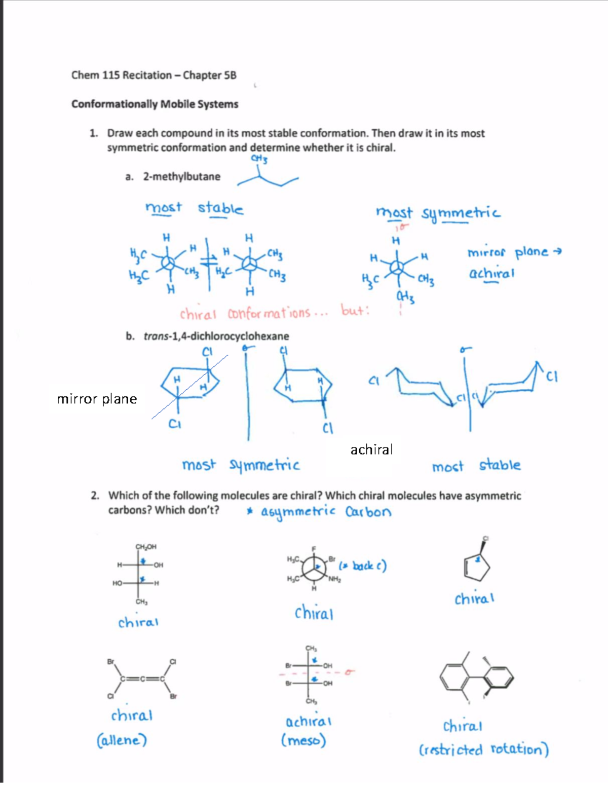 Chapter 5B Answers - Recitation Worksheet Answer Key - Chem 115 ...