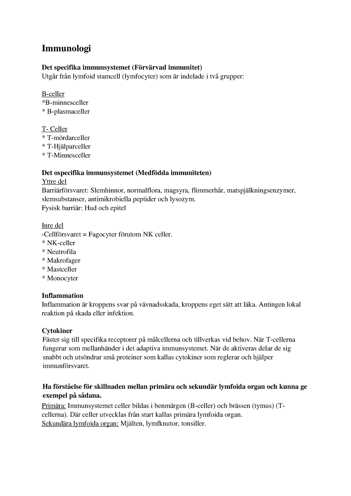 Immunologi Målbeskrivning - Immunologi Det Specifika Immunsystemet ...