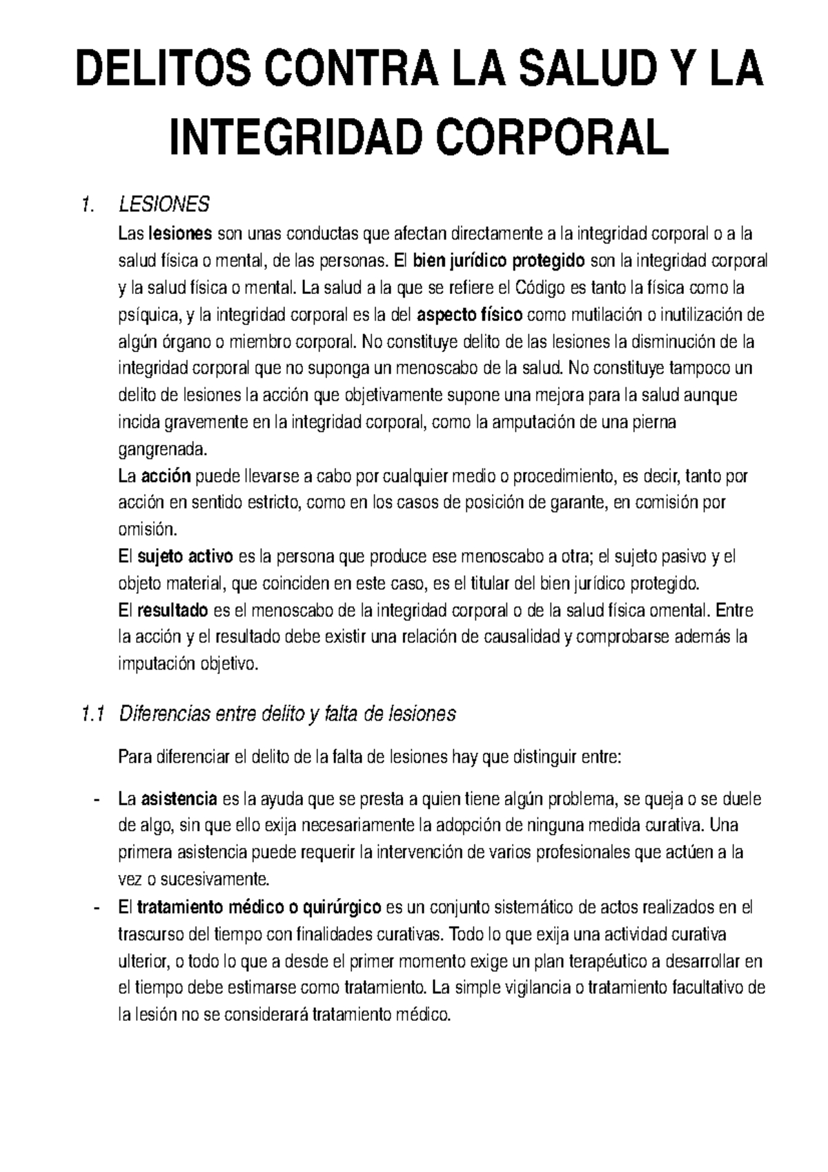 TEMA 2 - Apuntes 2 - DELITOS CONTRA LA SALUD Y LA INTEGRIDAD CORPORAL 1 ...