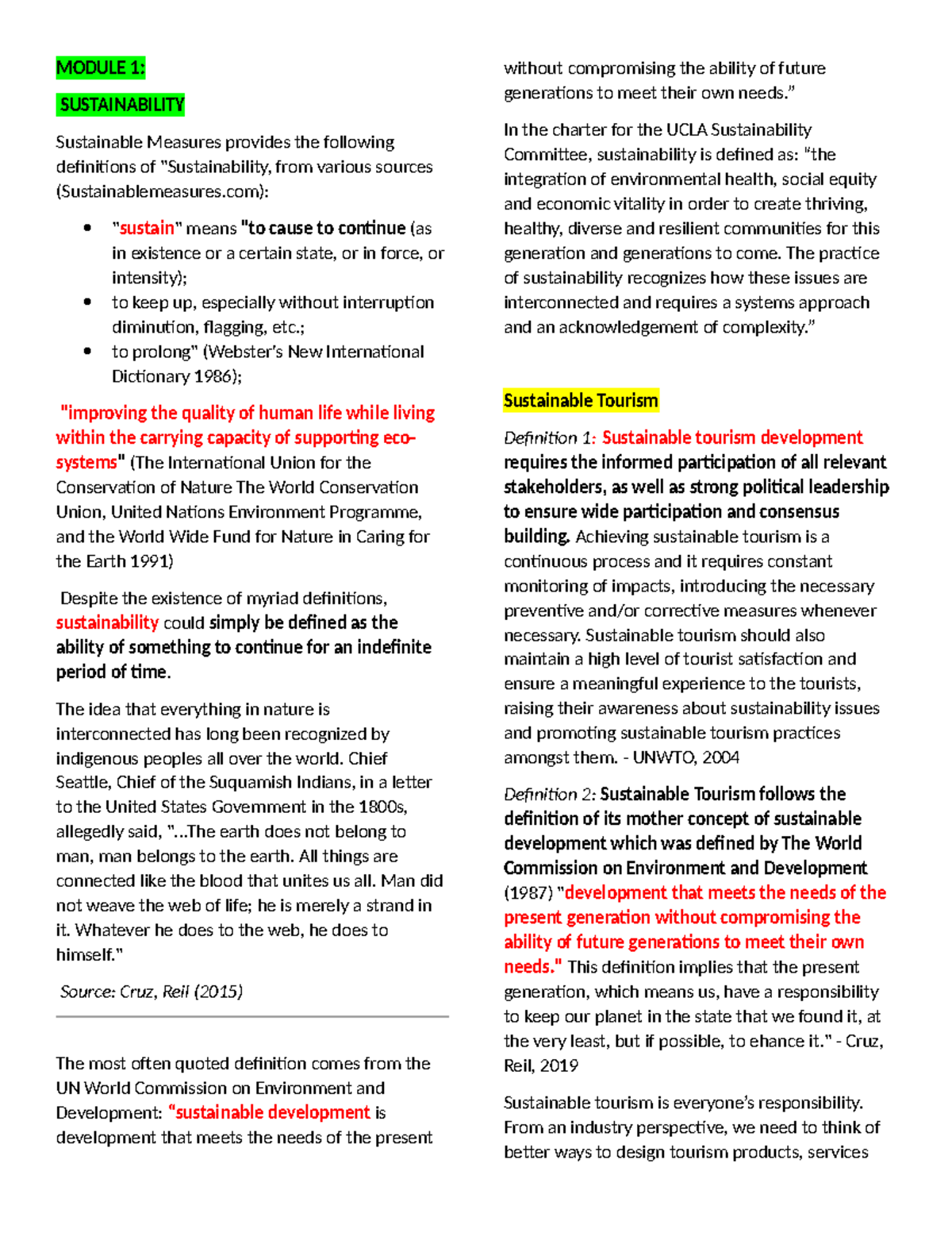 Notes -Prelim Sustainable - MODULE 1: SUSTAINABILITY Sustainable ...