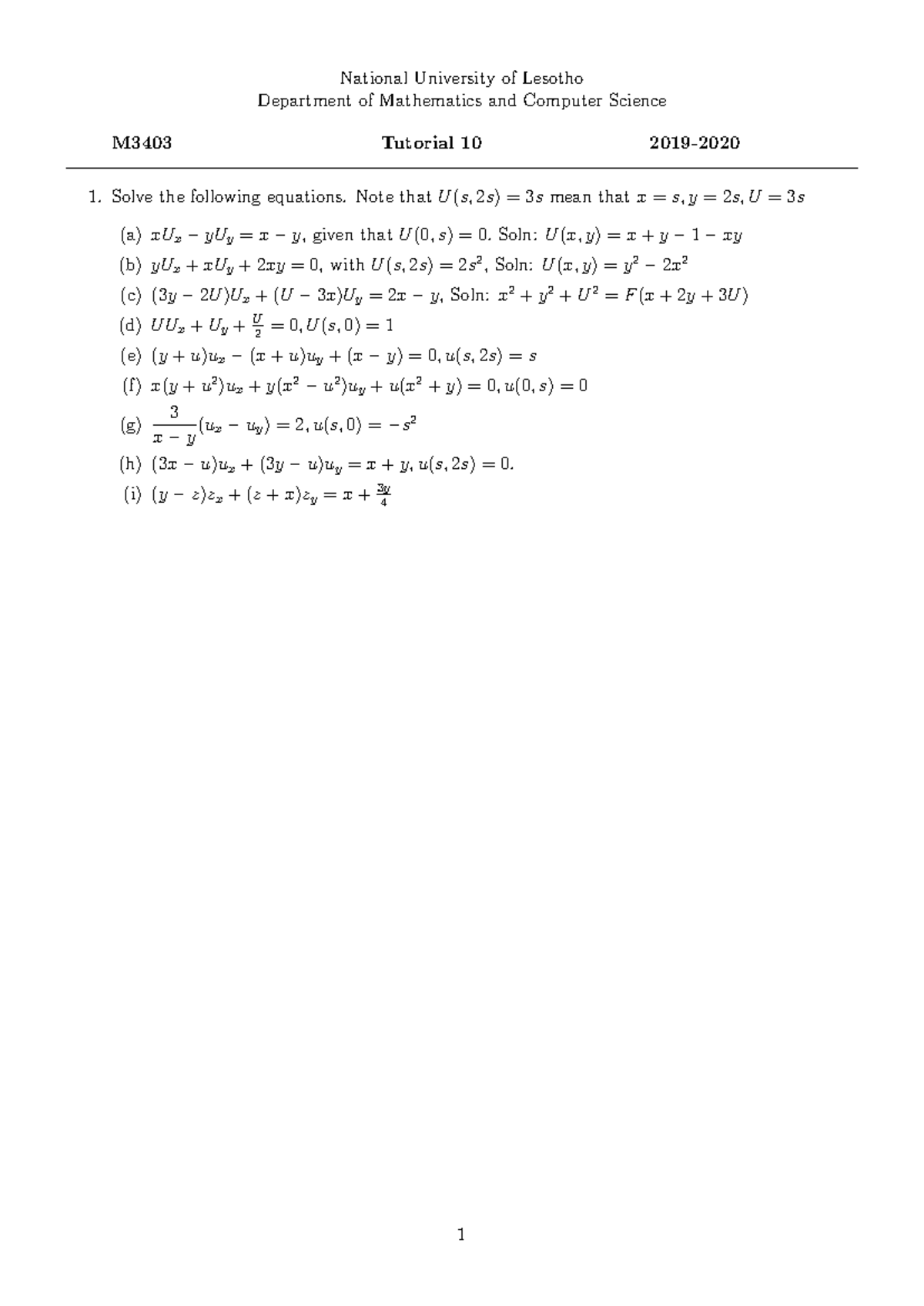 Tutorial+10+-+M3403 - Tutorial - National University of Lesotho ...