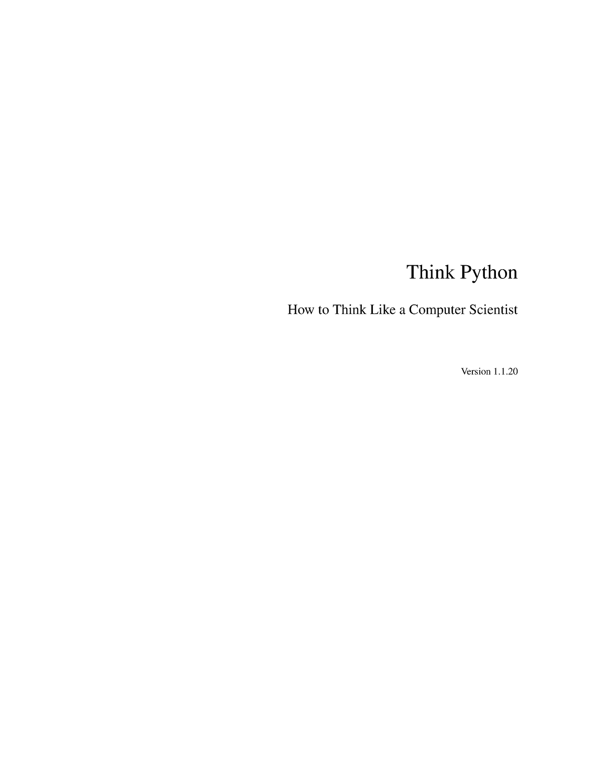 Python Textbook - Allen B. Downey - Think Python How To Think Like A ...