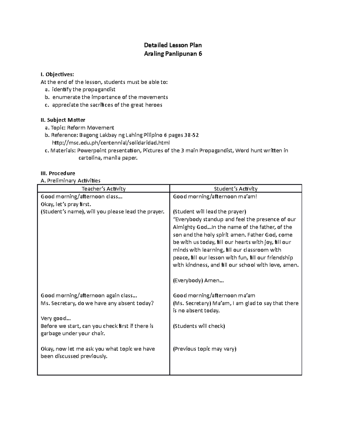 Social Studies Detailed Lesson Plan - Detailed Lesson Plan Araling ...