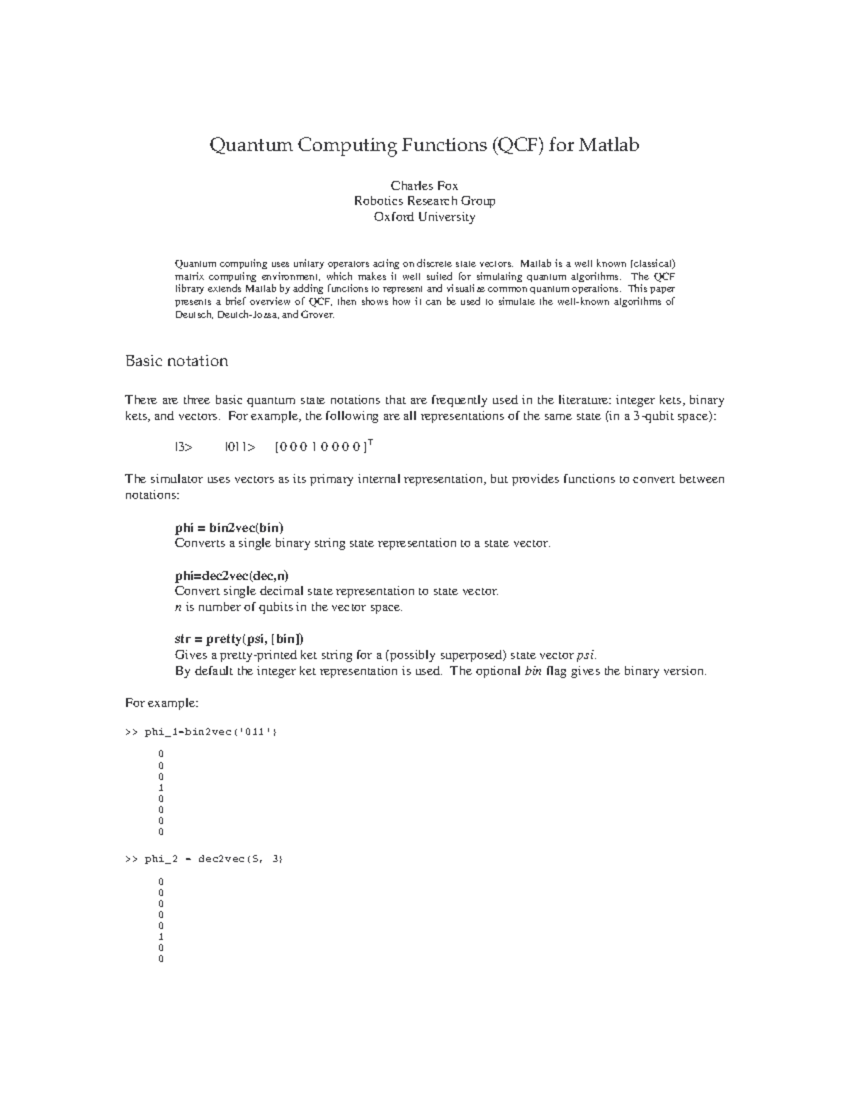 Qcf - reading material - Quantum Computing Functions (QCF) for Matlab ...
