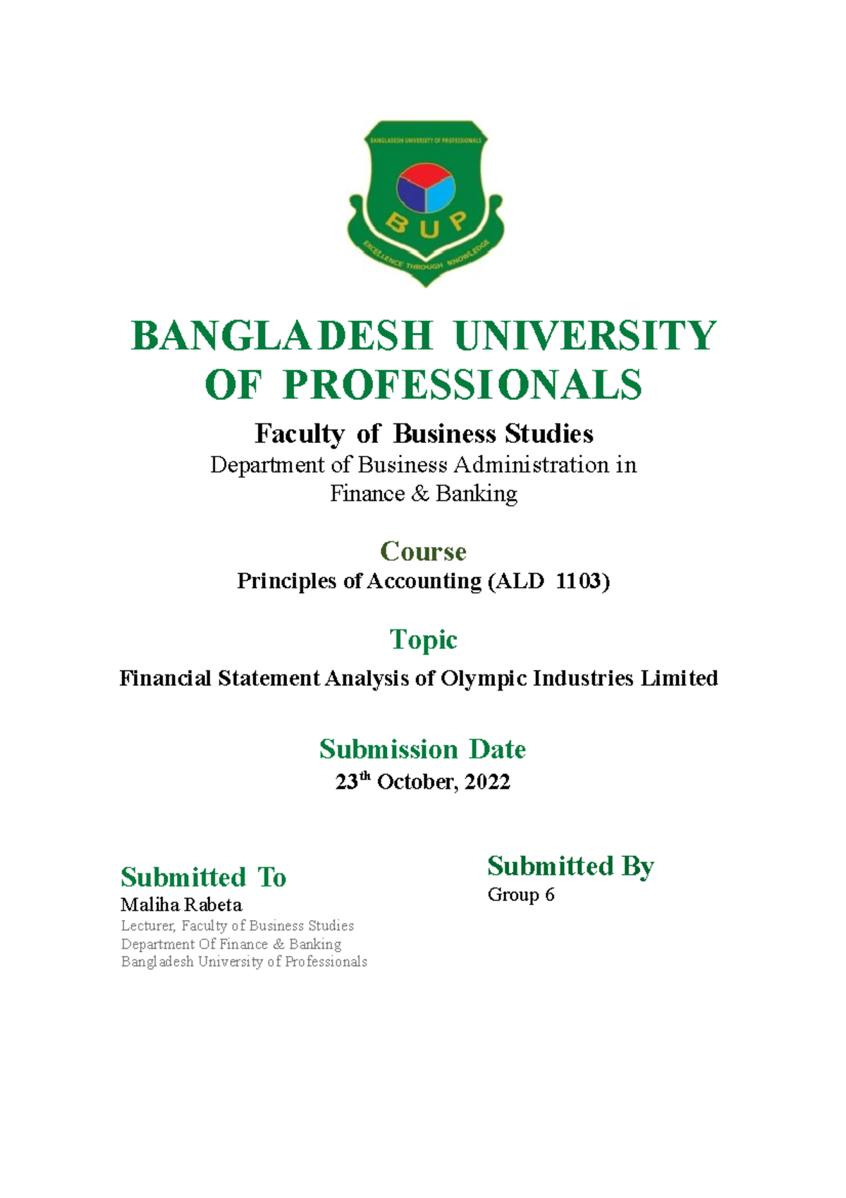 Term paper Group 6 - ICB financial analysis - BANGLADESH UNIVERSITY OF ...
