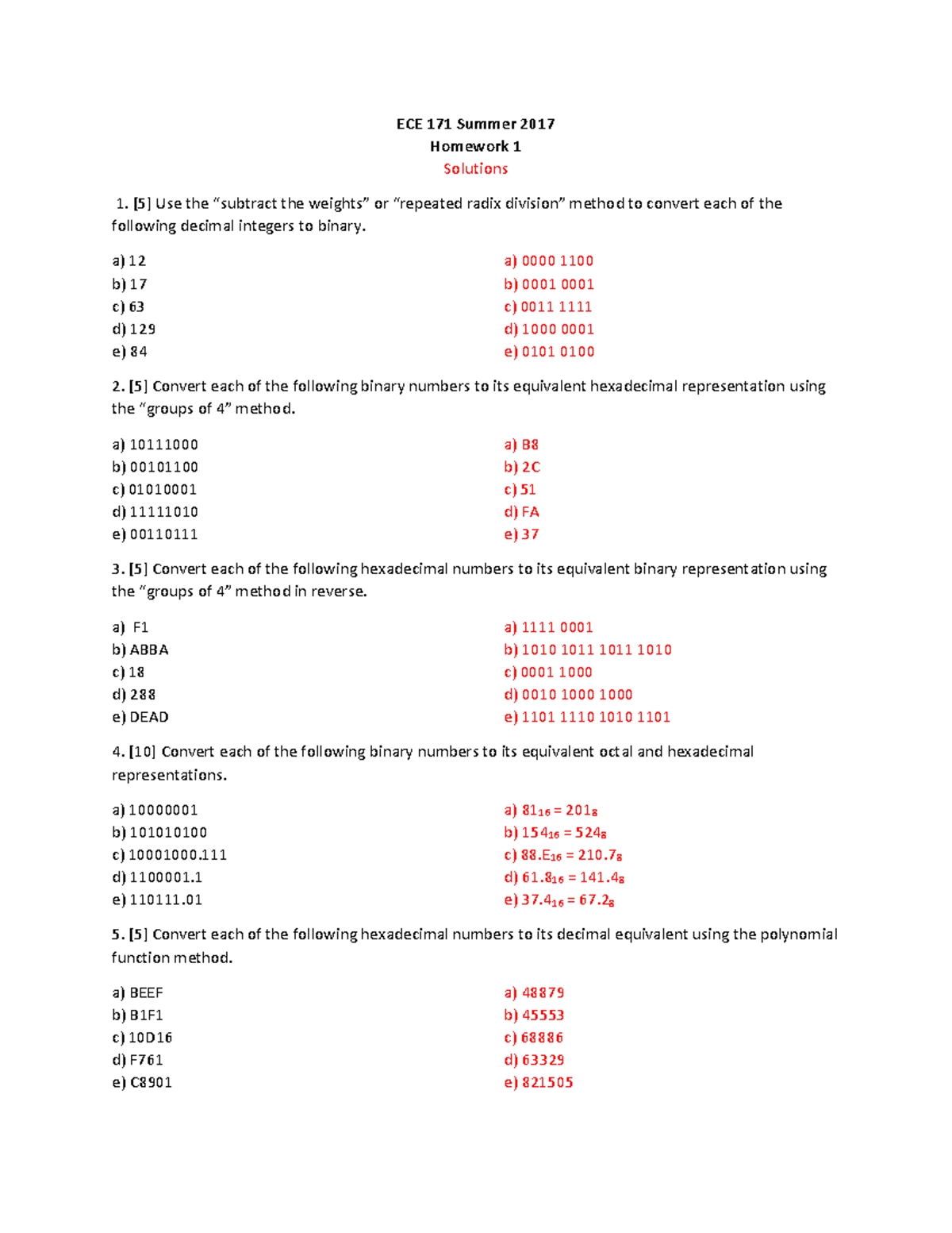 Homework 1 Solutions - Corrected - ECE 171 Summer 2017 Homework 1 ...