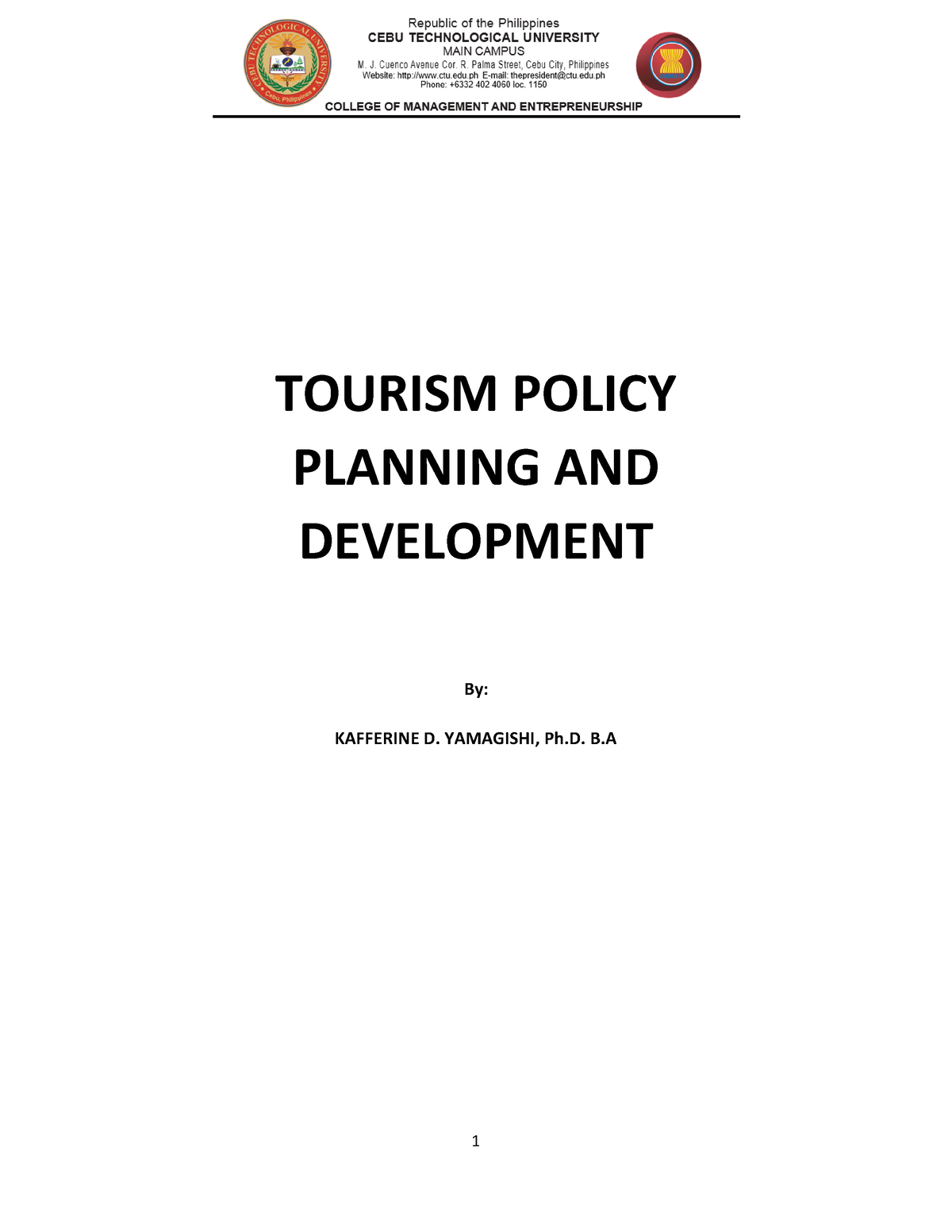 Module Tourism Policy 2022 - TOURISM POLICY PLANNING AND DEVELOPMENT By ...