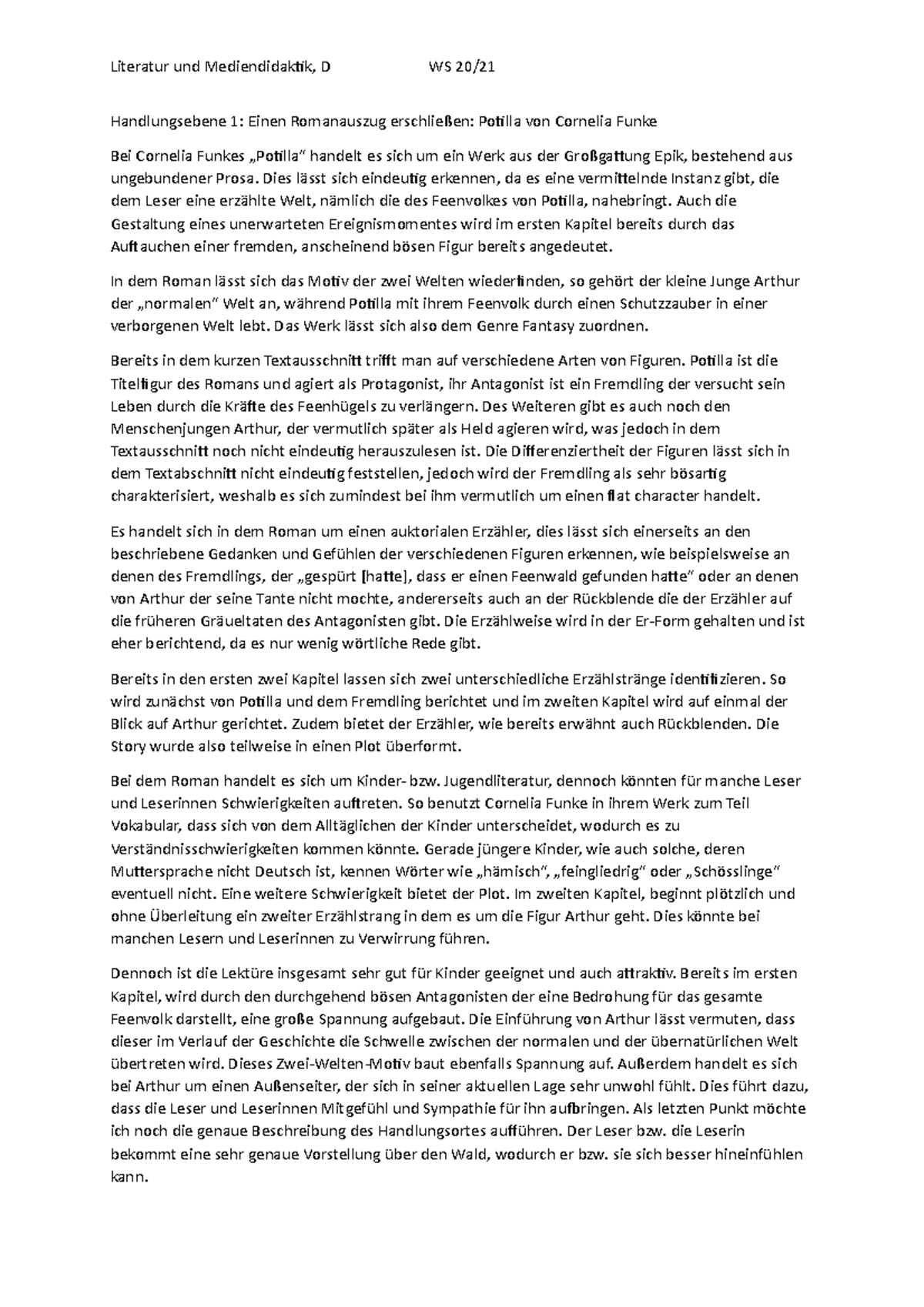 Romanauszug Analyse Beispiel 10 Klasse Handlungsebene 1 - Einen Romanauszug erschließen - Literatur und