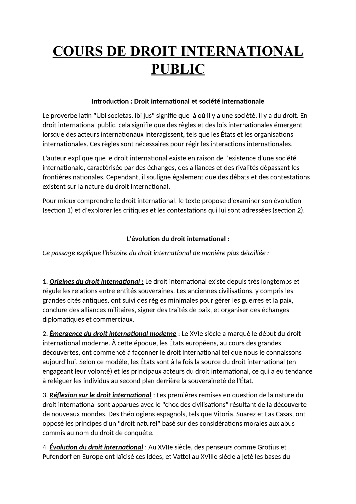 exemple dissertation droit international public