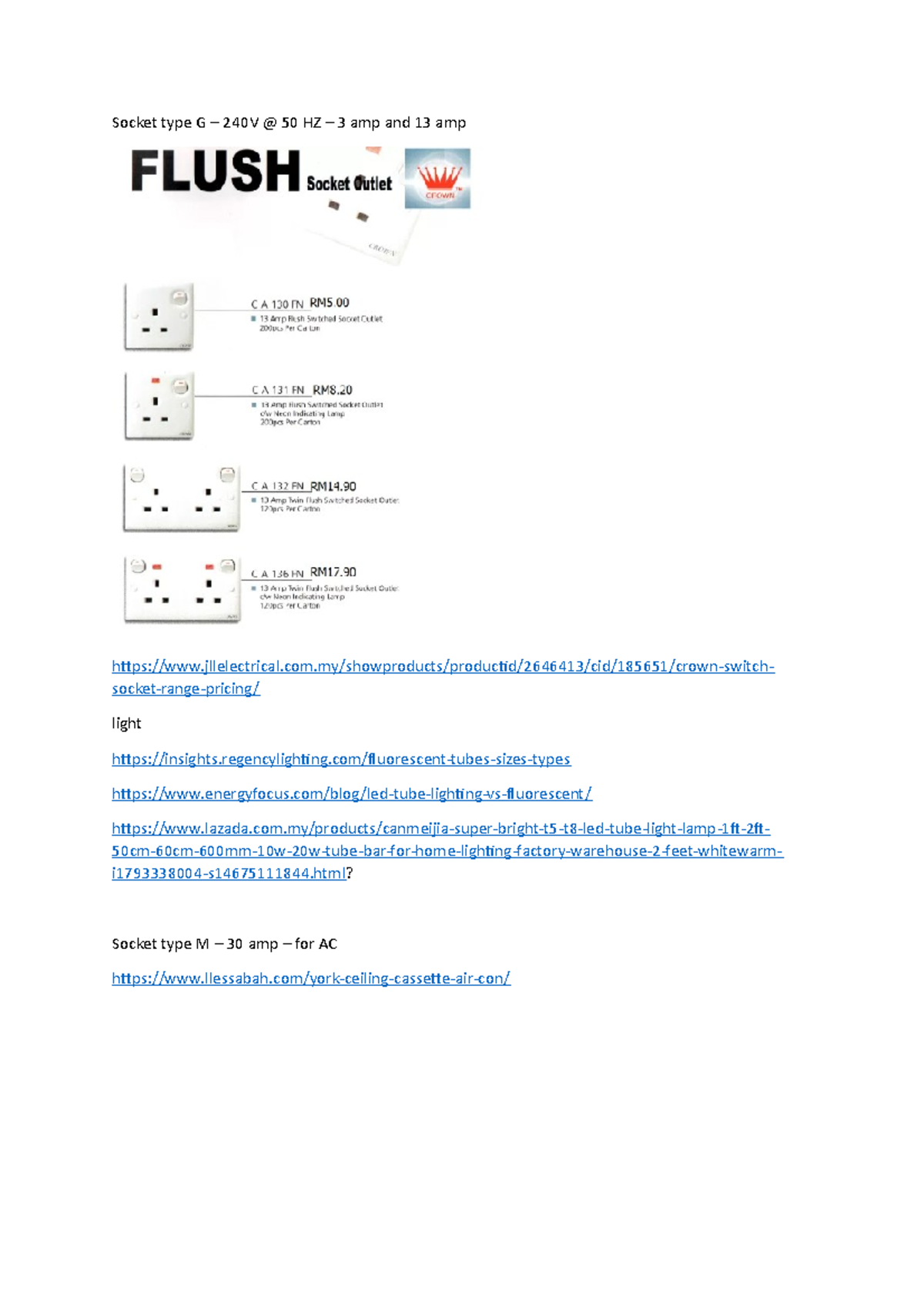 Socket type G - Assignments - Socket type G – 240V @ 50 HZ – 3 amp and ...