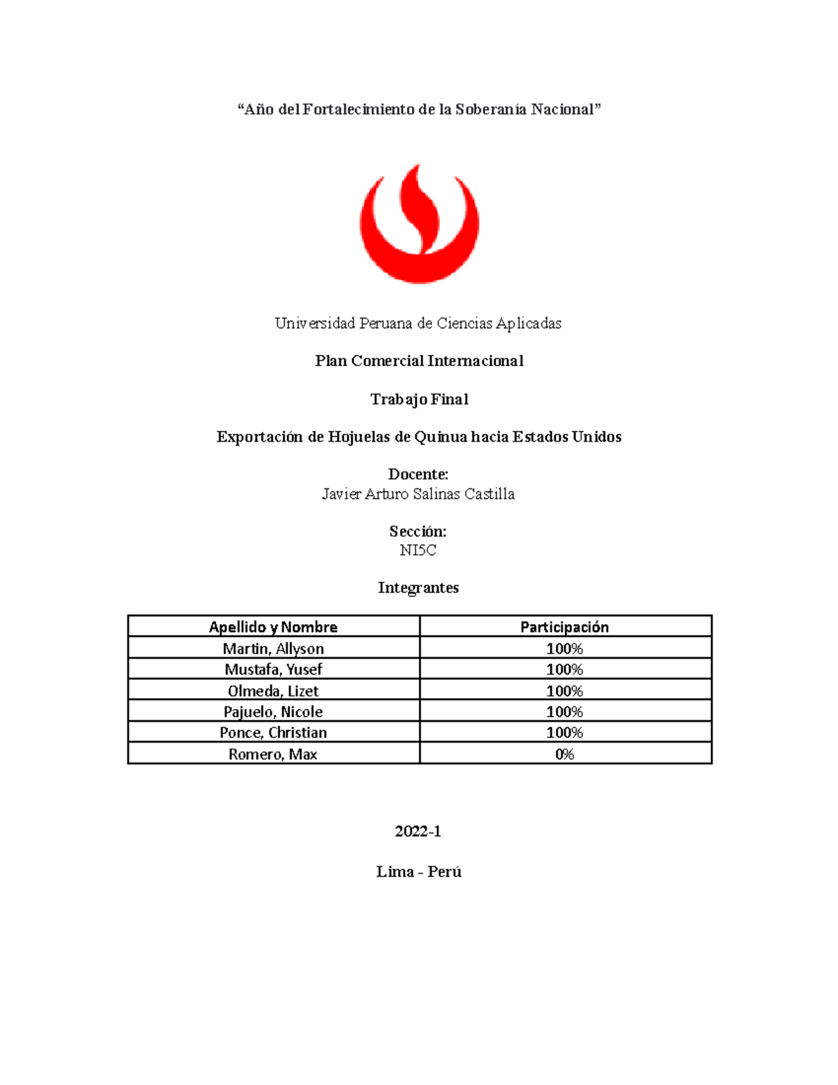 TF Plan Comercial Internacional - Grupo 4