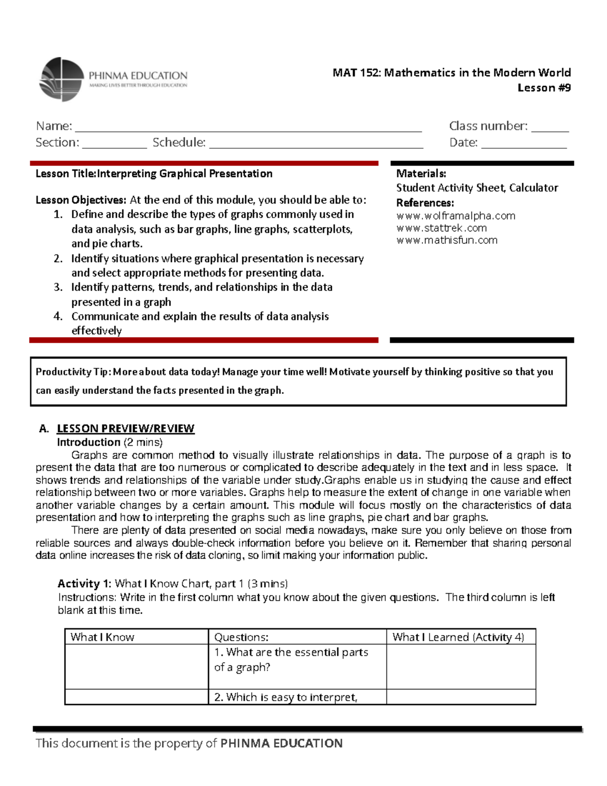 MAT 152 SAS9 2324 This file contains question to the following SAS