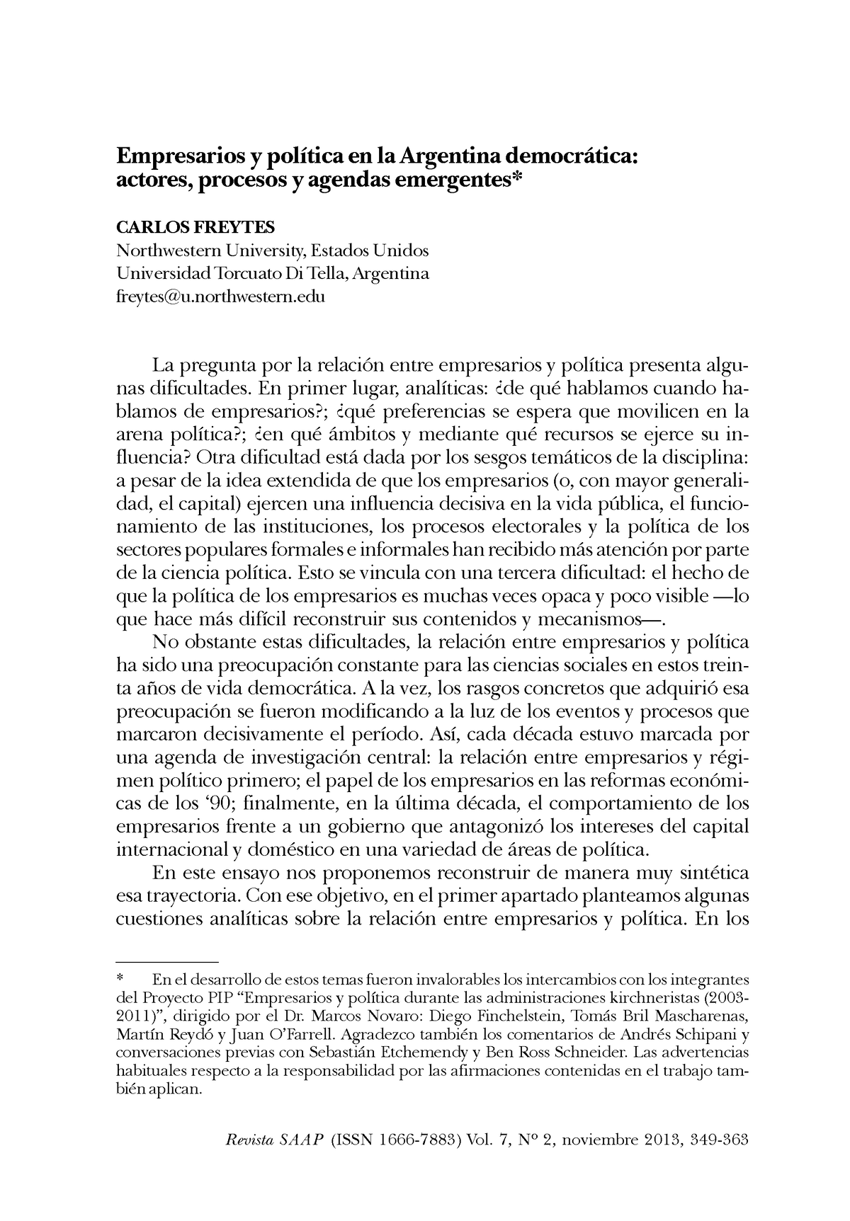 Clase 19 - Freytes - 349 Empresarios Y PolÌtica En La Argentina Democr ...