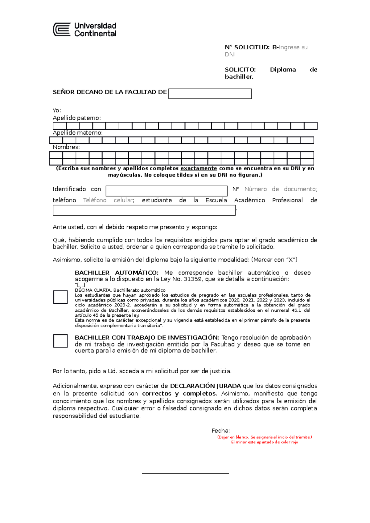 Formato-de-bachiller - N° SOLICITUD: B-Ingrese Su DNI SOLICITO: Diploma ...