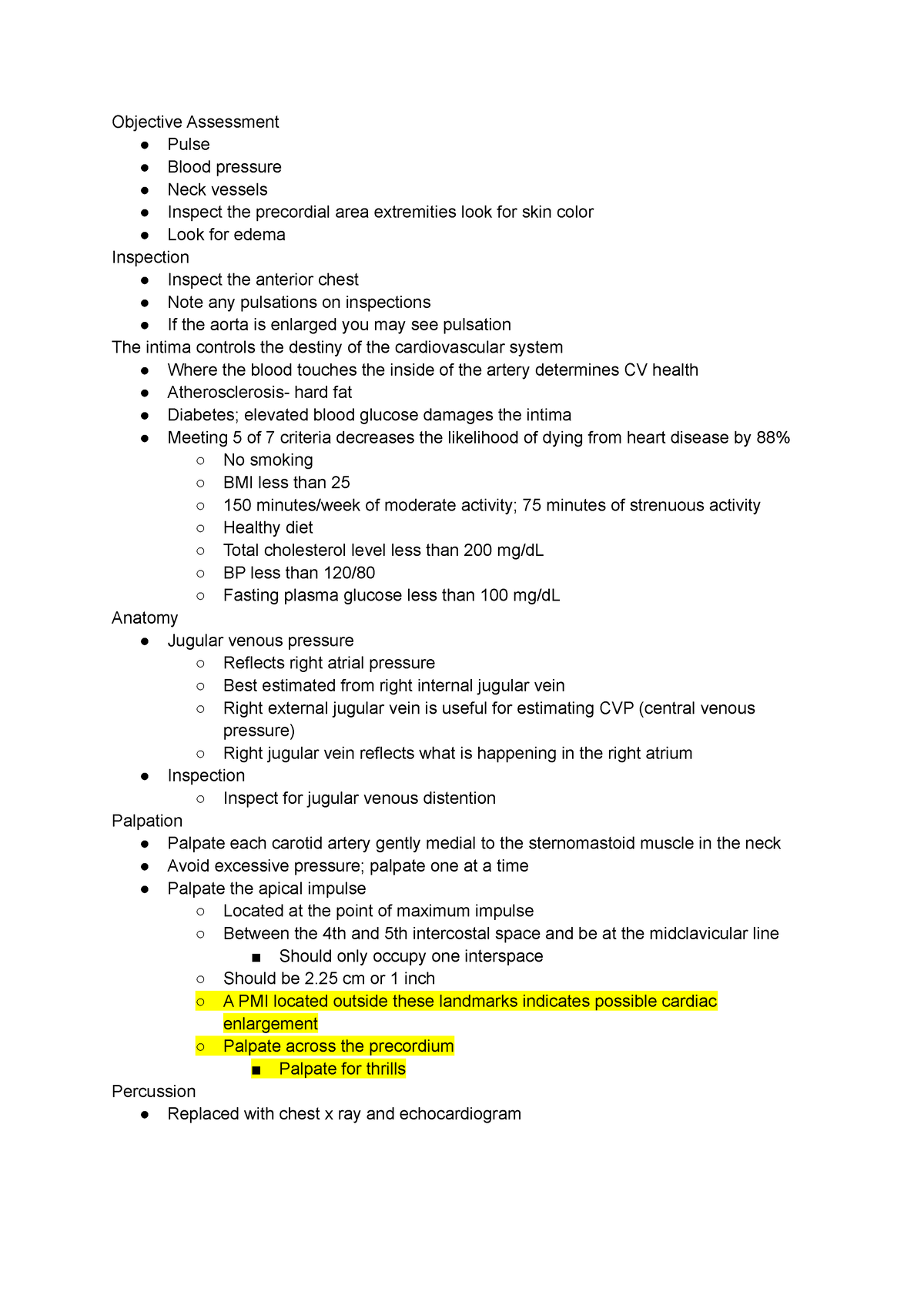 Health Assessment - Objective Assessment Pulse Blood Pressure Neck 