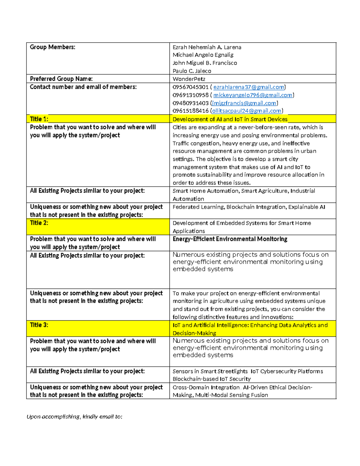 Design Project 2 - Group Members: Ezrah Nehemiah A. Larena Michael ...