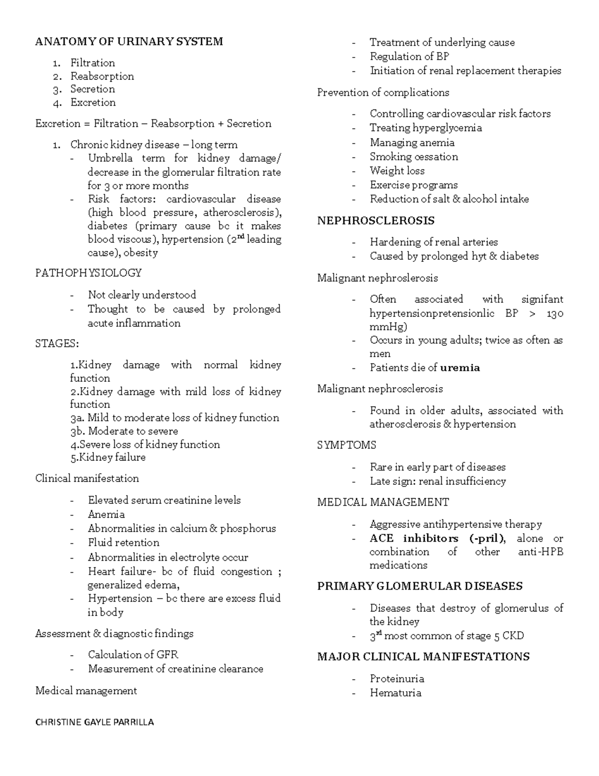 Kidney Diseases AND Disorders ANATOMY OF URINARY SYSTEM Filtration