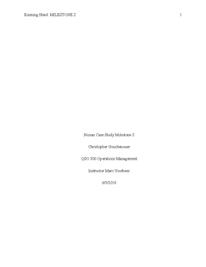 QSO 300 Milestone 2 - Grade: c - Running head: FINAL PROJECT 1 QSO 300 ...