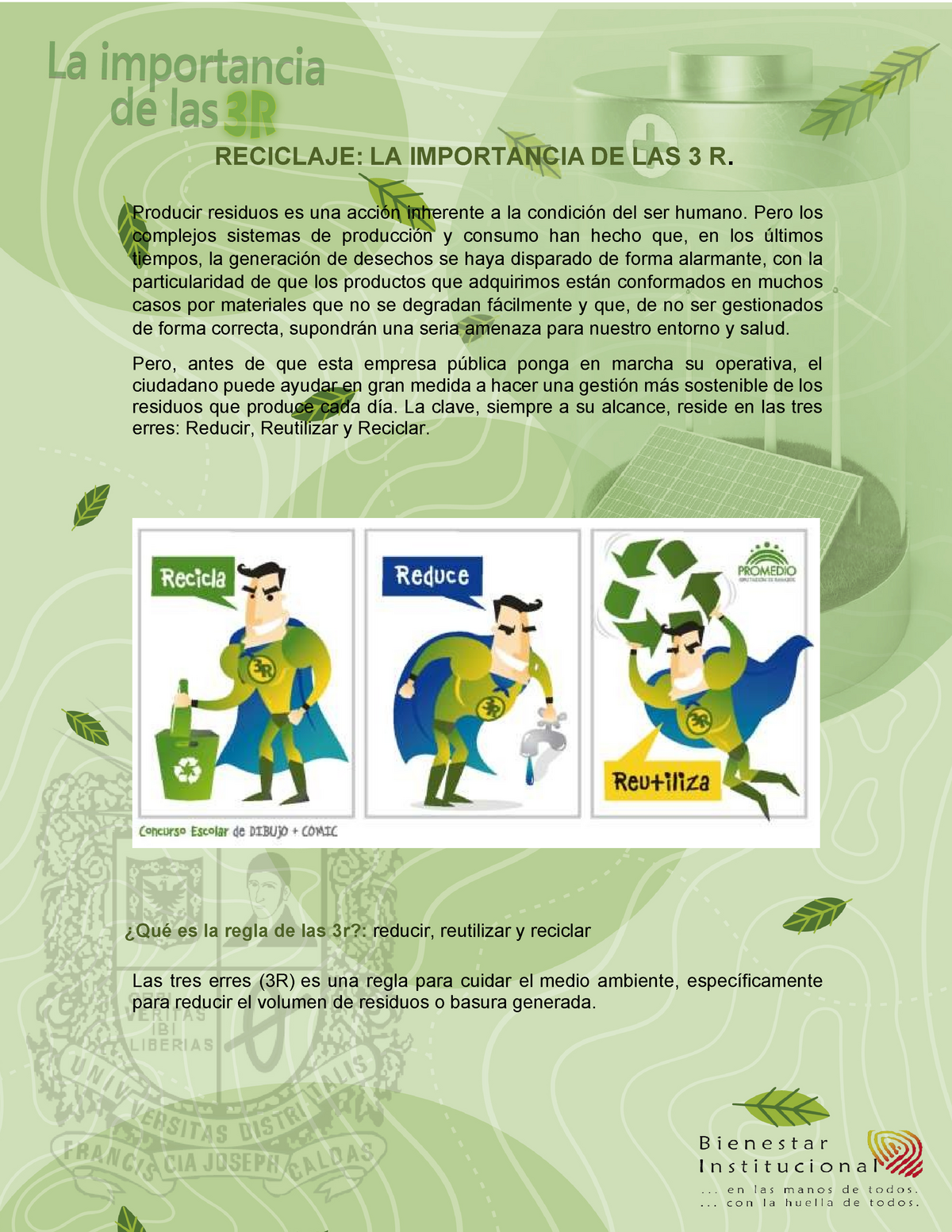 La importancia de las 3R para el manejo de los residuos - RECICLAJE: LA  IMPORTANCIA DE LAS 3 R. - Studocu
