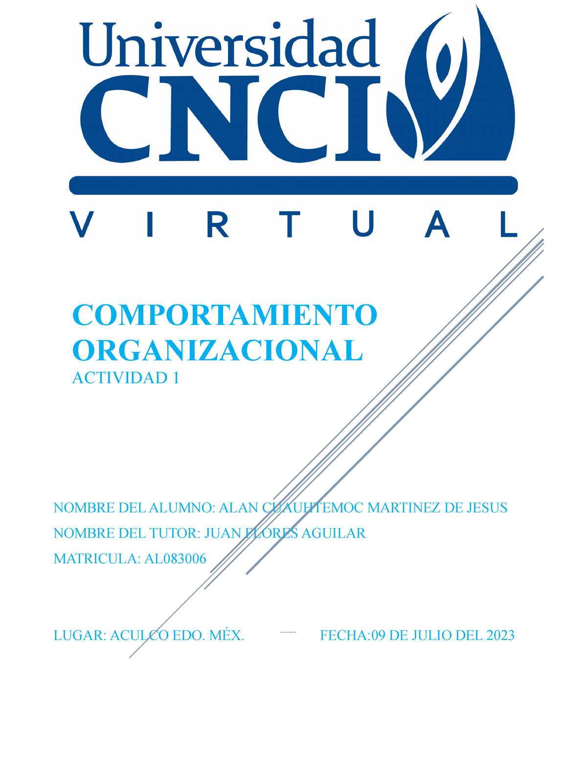 Actividad-1 - COMPORTAMIENTO ORGANIZACIONAL ACTIVIDAD 1 NOMBRE DEL ...