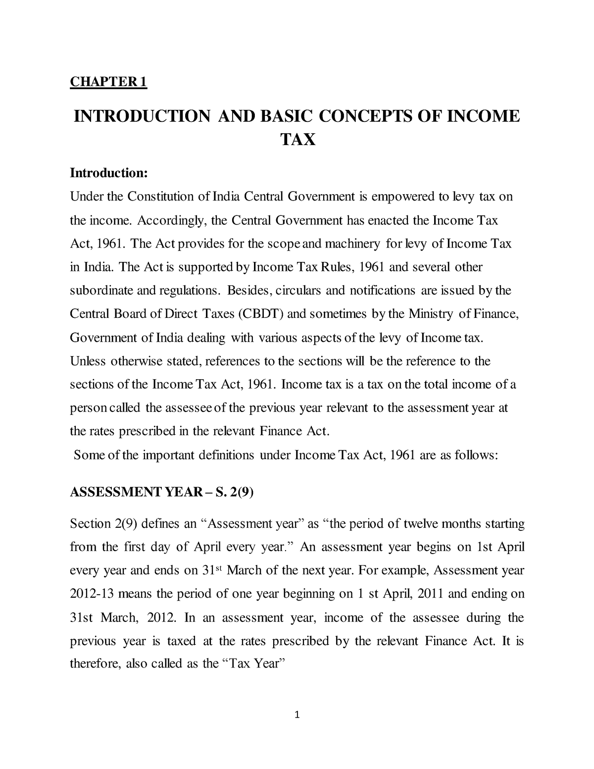 Basic Income TAX AND Concepts - CHAPTER 1 INTRODUCTION AND BASIC ...