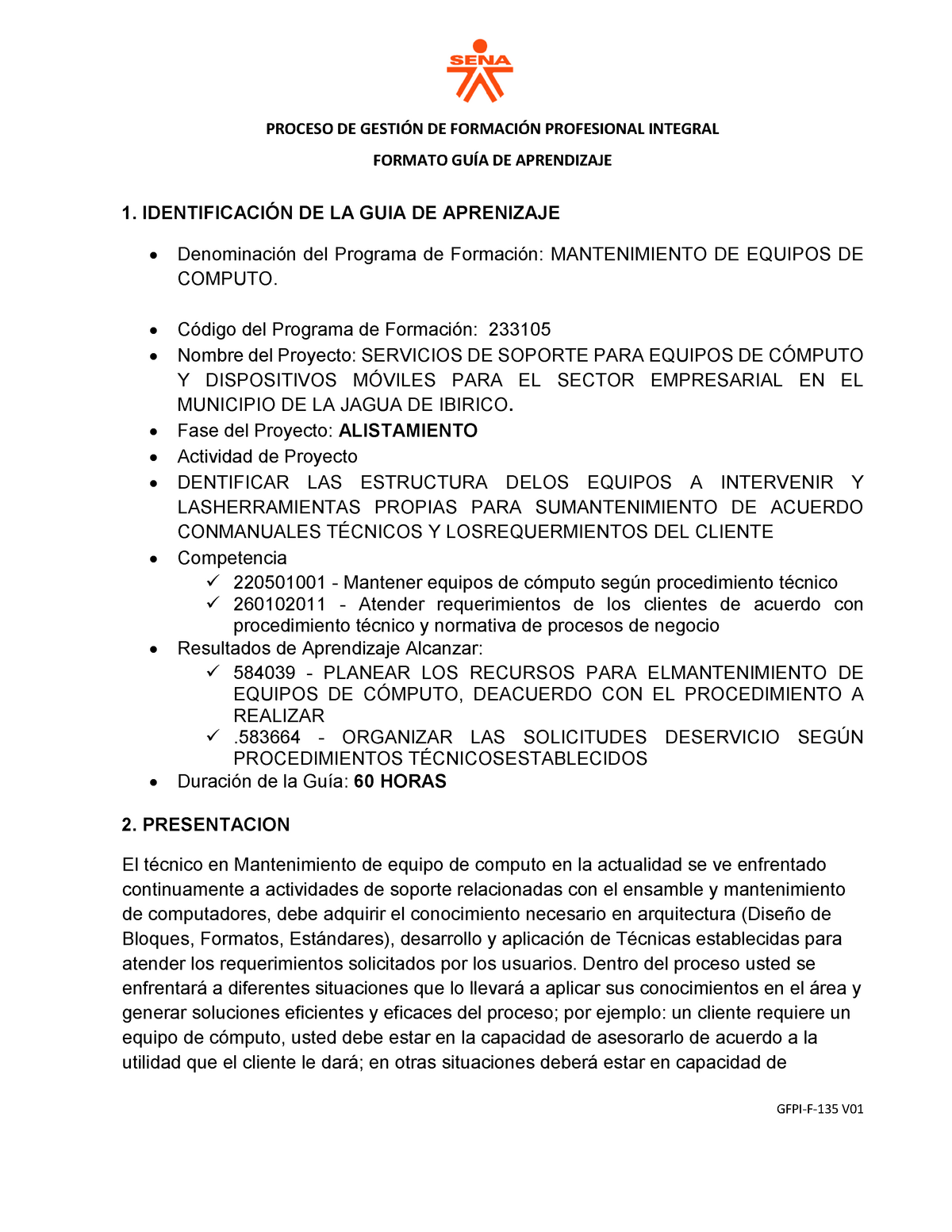 Guía De Aprendizaje De Mantenimiento De Computo Formato GuÍa De Aprendizaje 1 IdentificaciÓn 4097