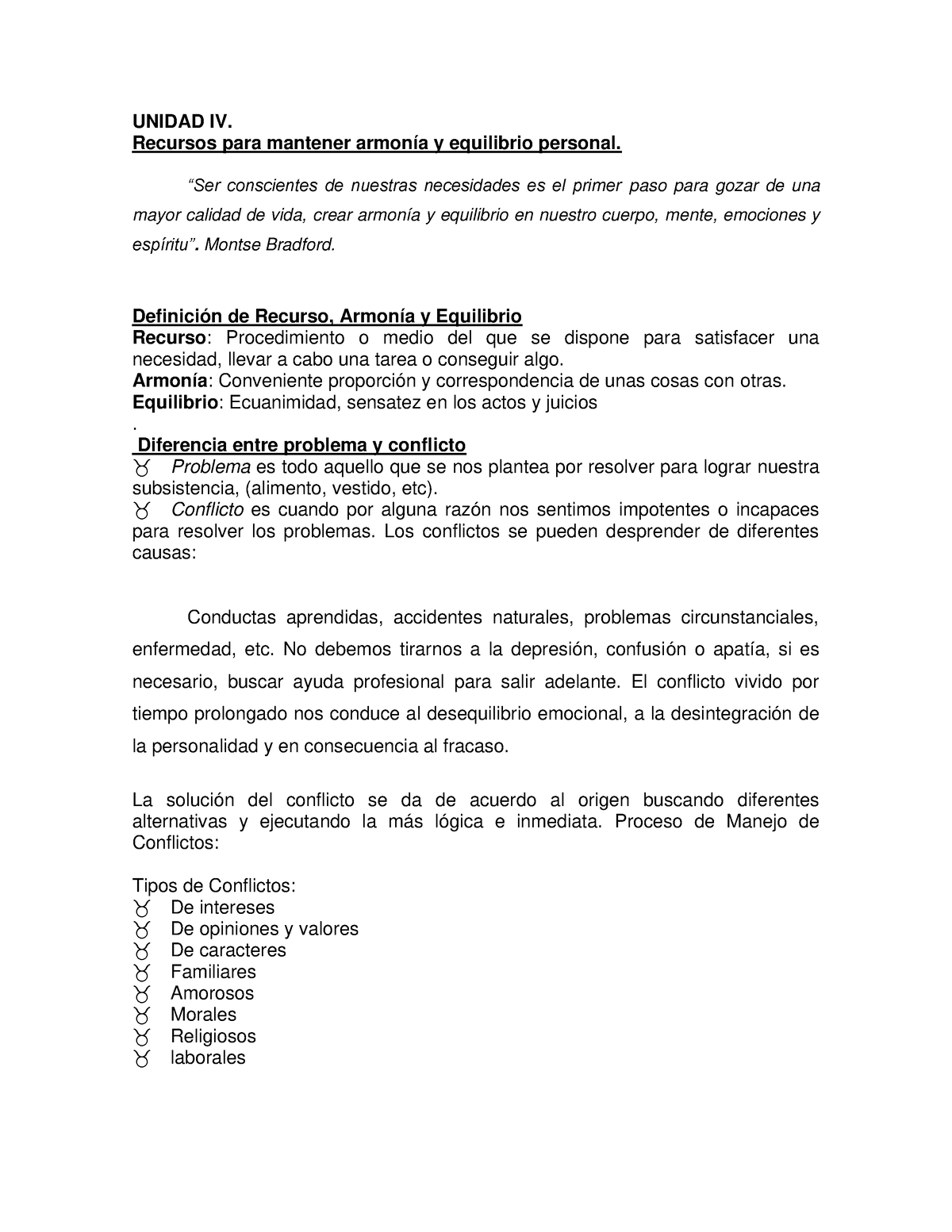 Unidad V Desarrollo Humano 1 Unidad Iv Recursos Para Mantener Armonía Y Equilibrio Personal 2140