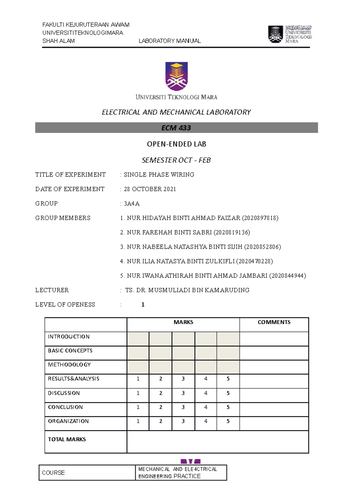 Manual-single phase wiring-level 2 - UNIVERSITITEKNOLOGIMARA SHAH ALAM ...