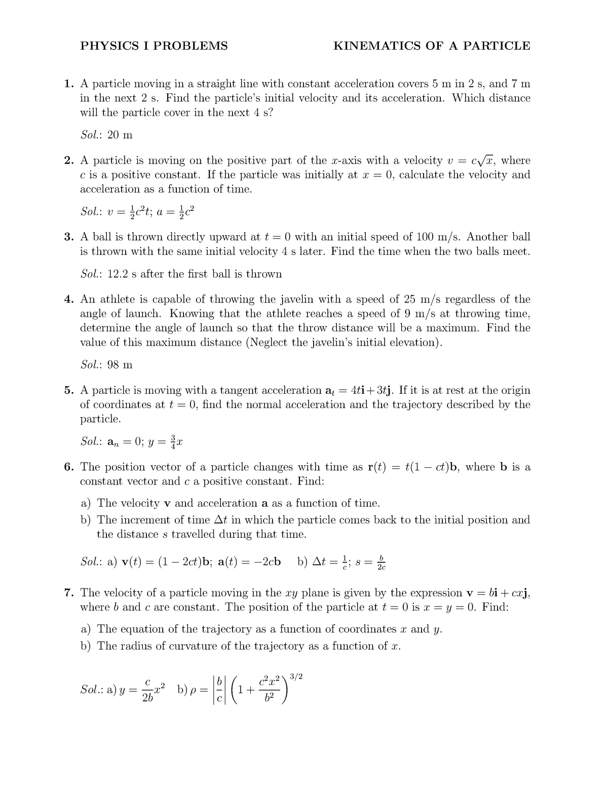 Problems 1 Physics I 251 Uc3m Studocu