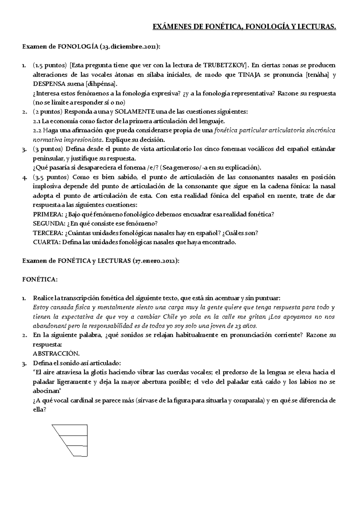 Exámenes De Fonética Y Fonología De Y Lecturas Examen De 23diciembre 1 1 Puntos 9372