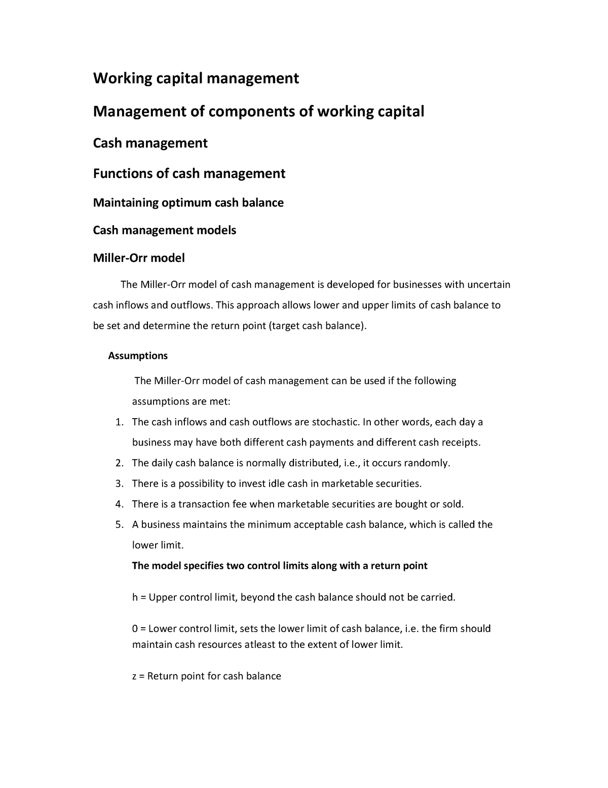 working capital management thesis