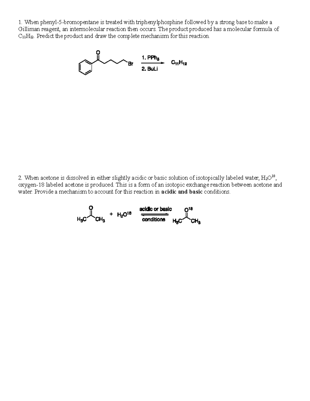 Exam 3 - extra practice - When phenyl-5-bromopentane is treated with ...