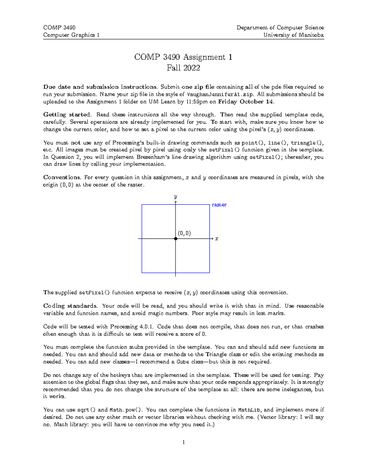 Assignment 1-Instructions - Computer Graphics 1 University Of Manitoba ...