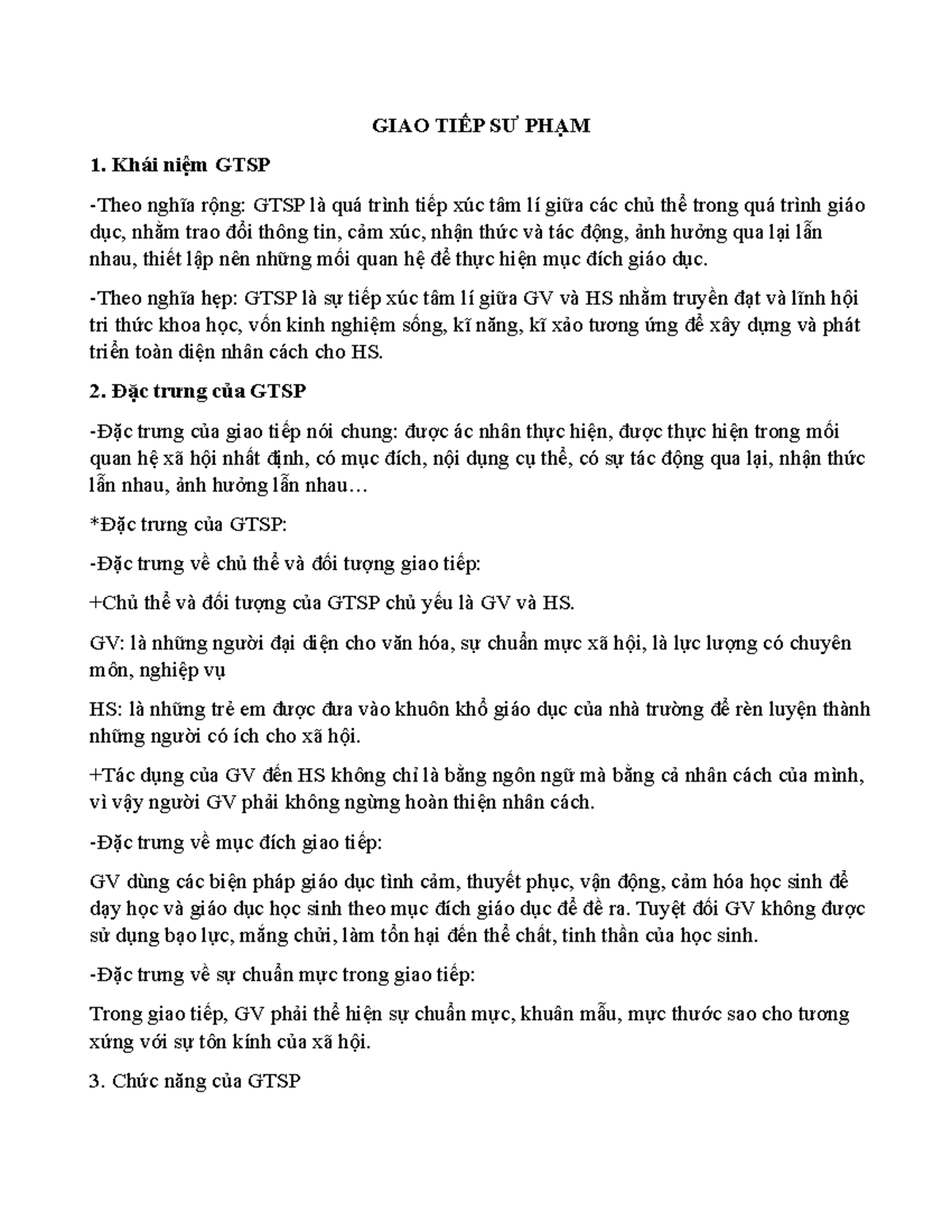 GIAO TIẾP SƯ PHẠM - Đề cương Giao tiếp sư phạm - GIAO TIẾP SƯ PHẠM 1. Khái niệm GTSP -Theo nghĩa - Studocu