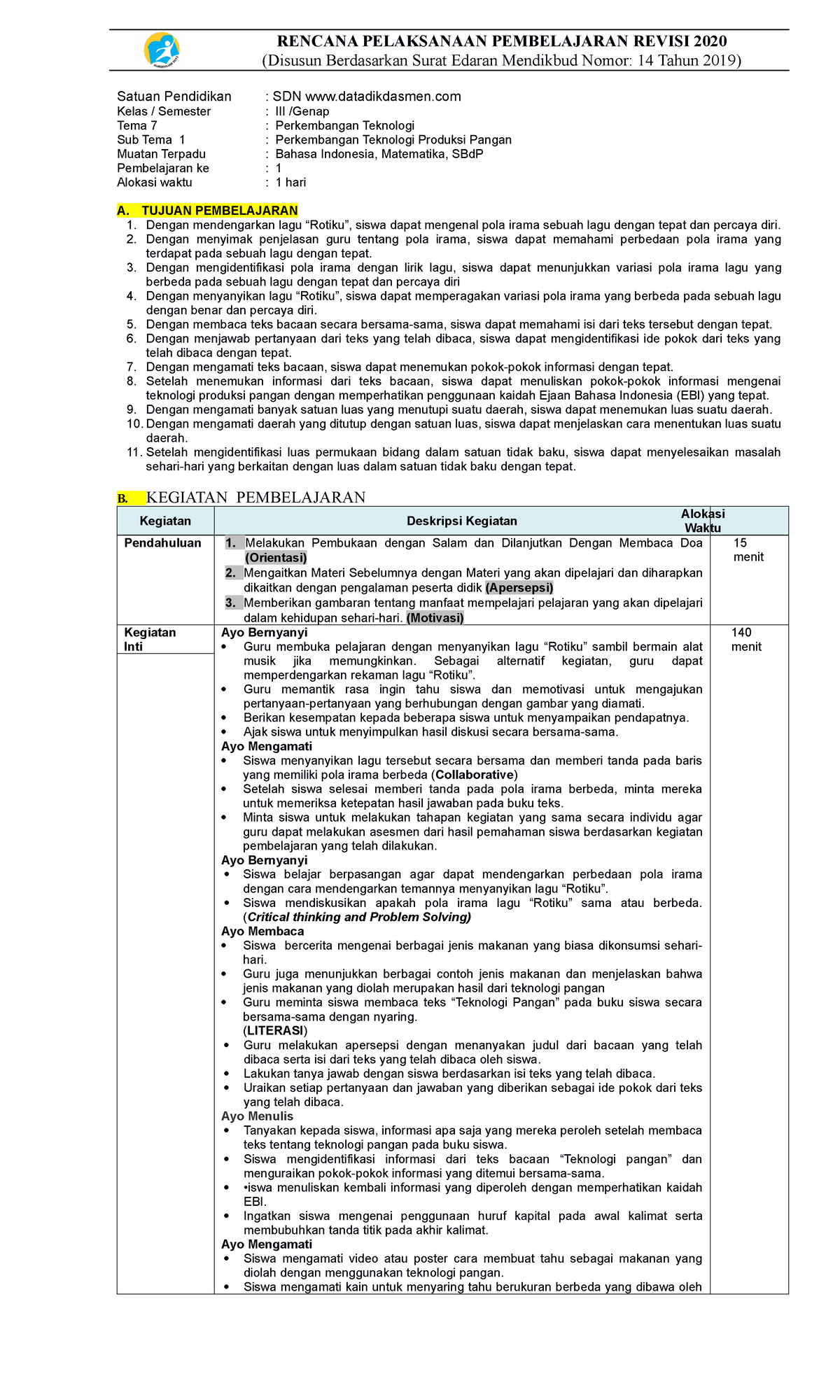 3.7.1.1 (datadikdasmen - RENCANA PELAKSANAAN PEMBELAJARAN REVISI 2020 ...