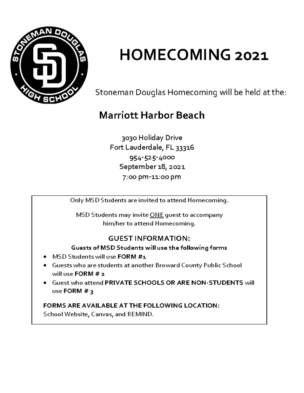 HOCO Permission Slip 2021 2021 Stoneman Douglas