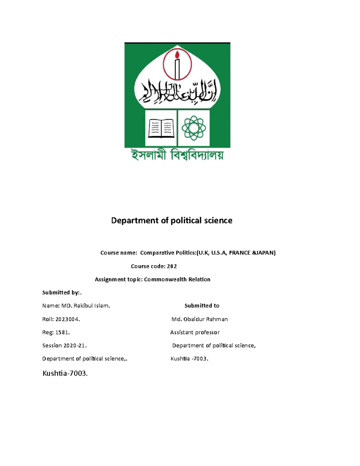 2023004 Commonwealth Relationship By Rakibul 1 Department Of
