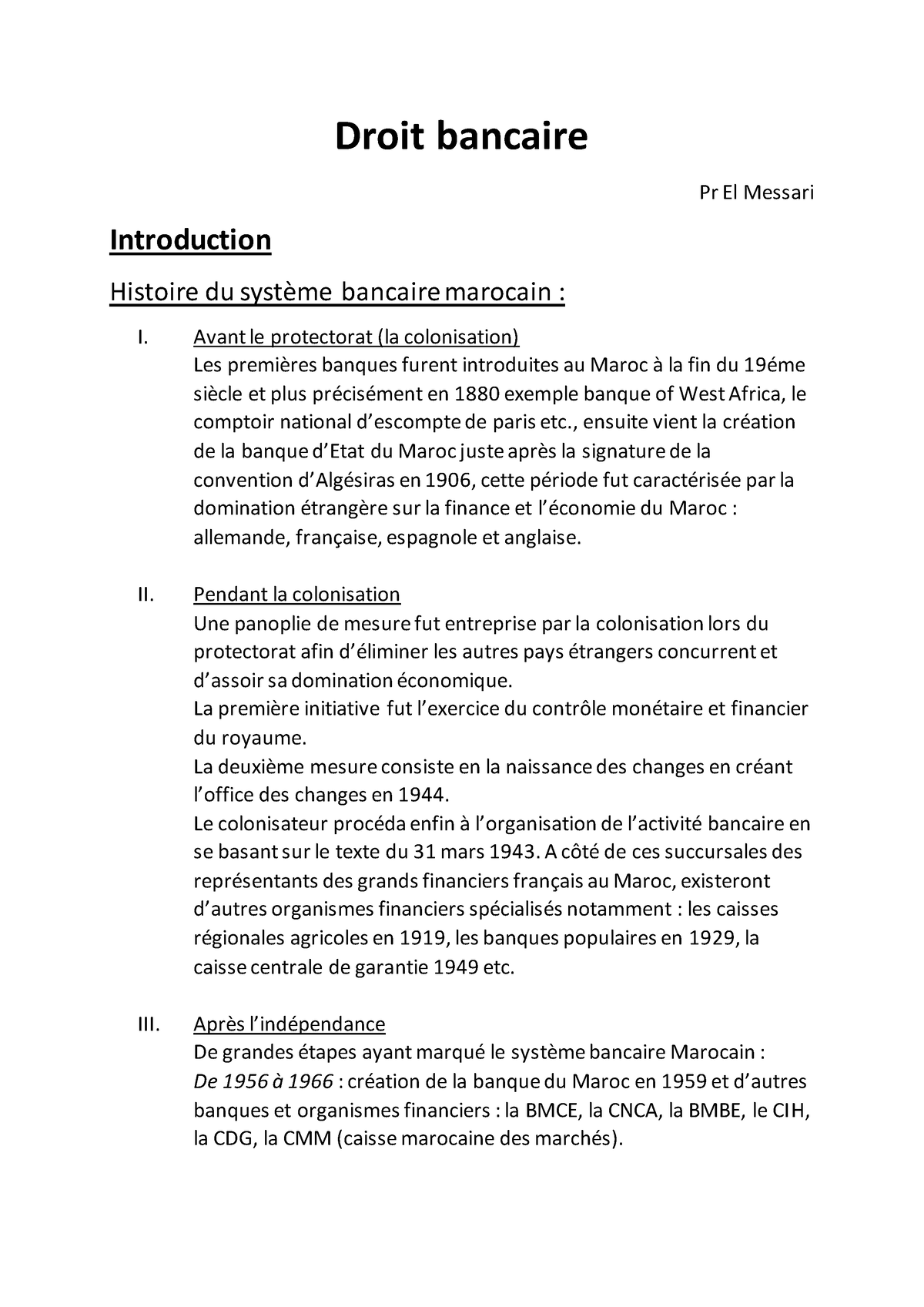 Pr Messari Droit Bancaire S5 DF - Droit Bancaire Pr El Messari ...