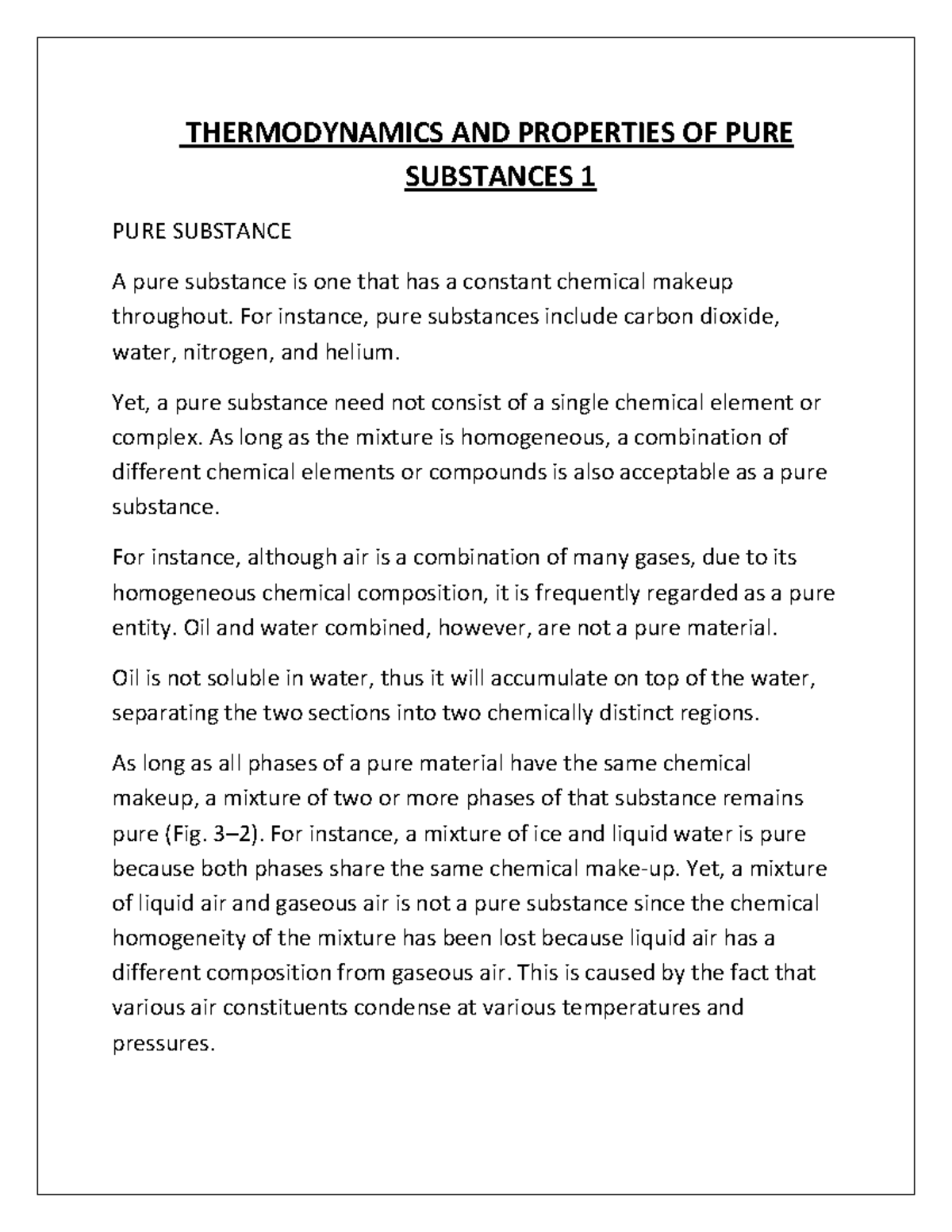 Properties OF PURE Substances 1 - THERMODYNAMICS AND PROPERTIES OF PURE ...