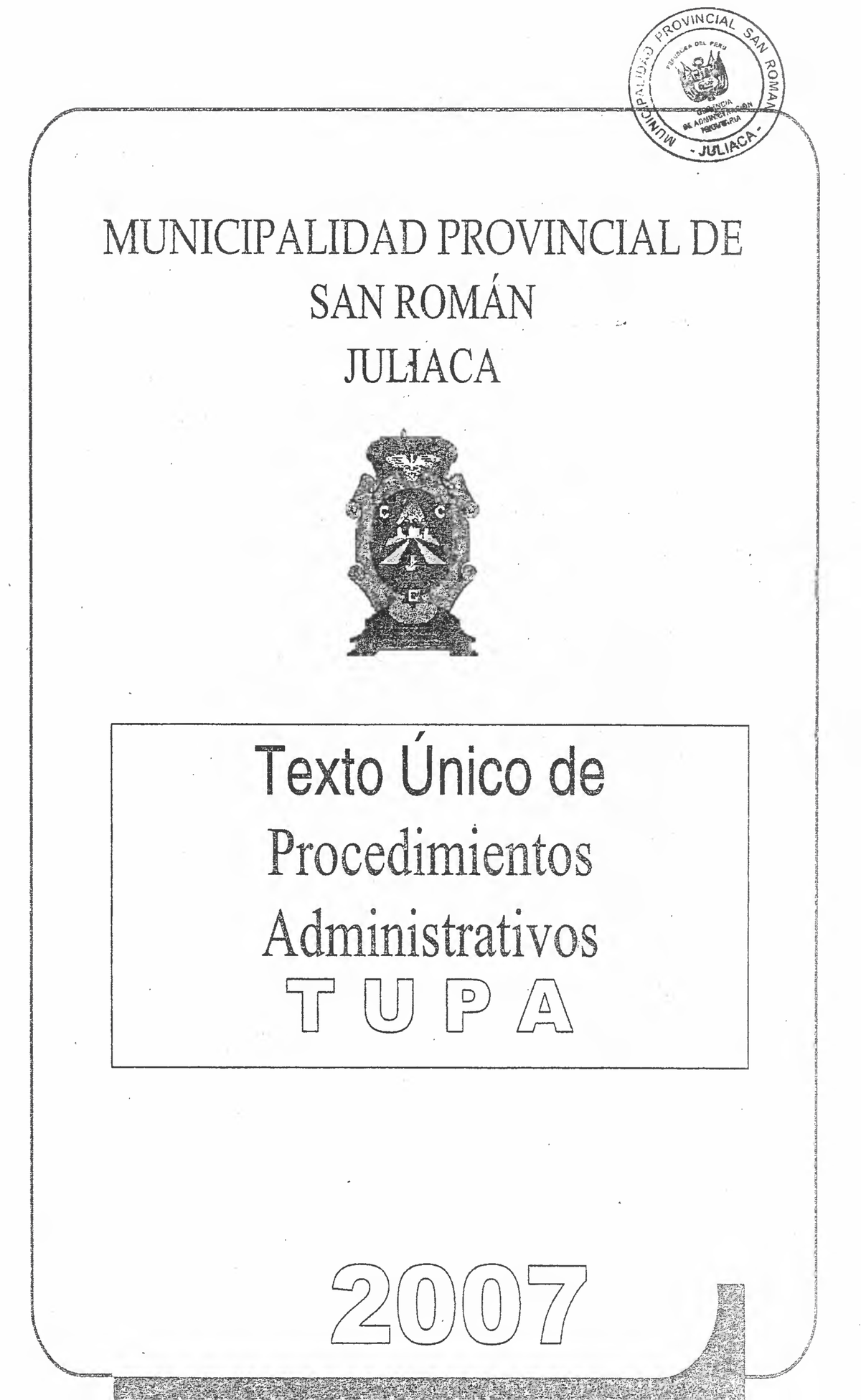 Texto Único DE Procedimientos Administrativos - TUPA - Formulación De ...