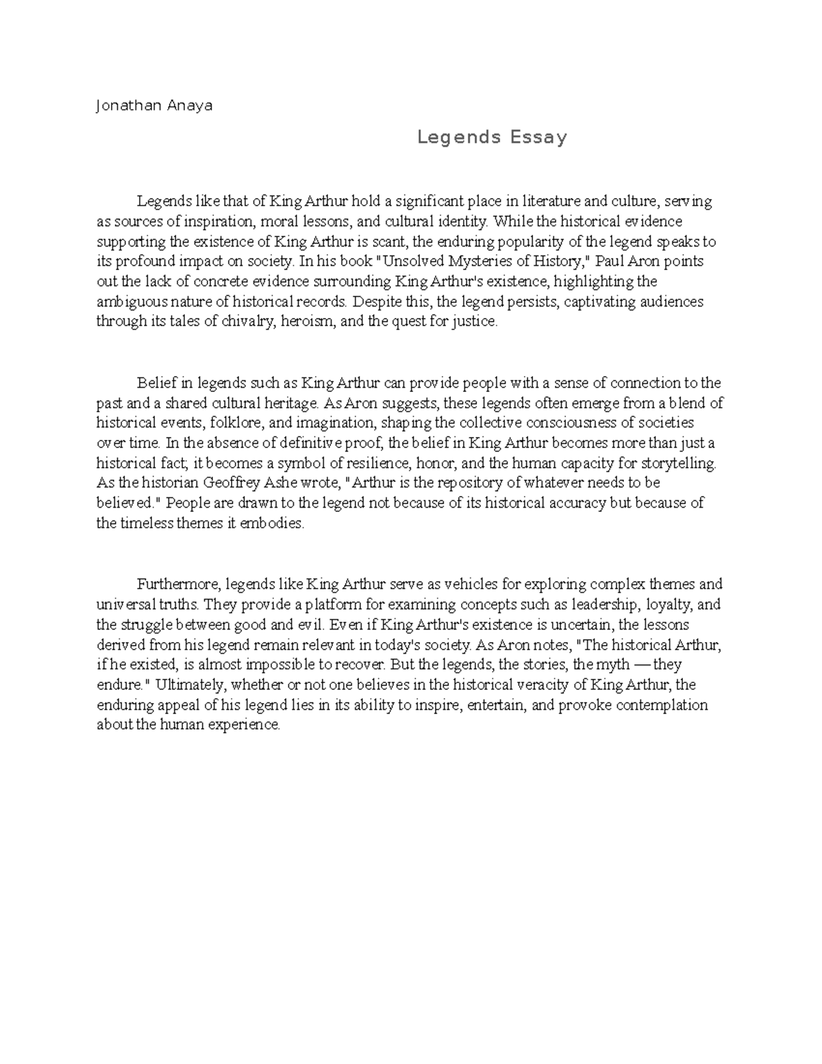 legend and truth essay