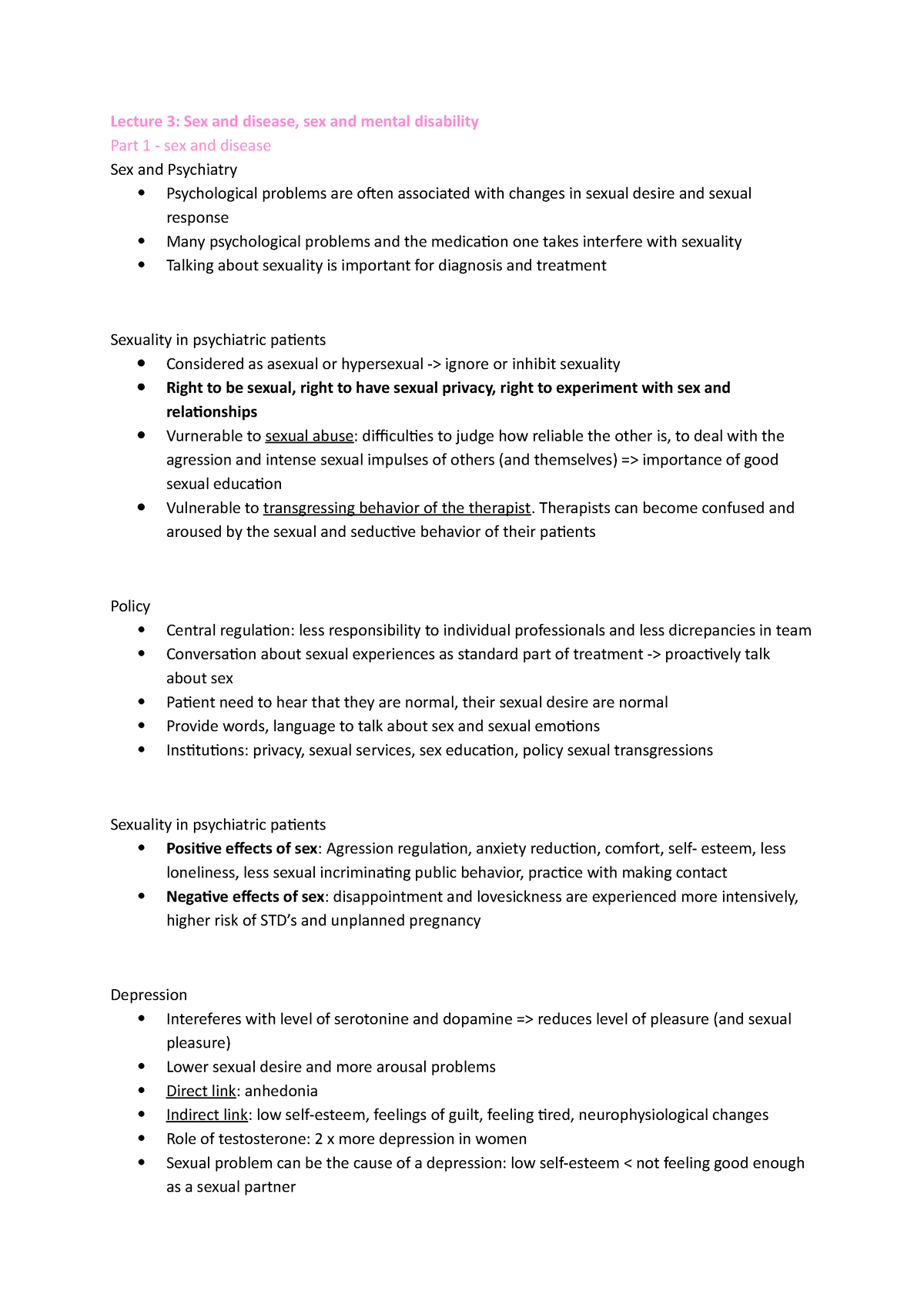 Lecture 3 Sexuality Lecture 3 Sex And Disease Sex And Mental Disability Part 1 Sex And 4741