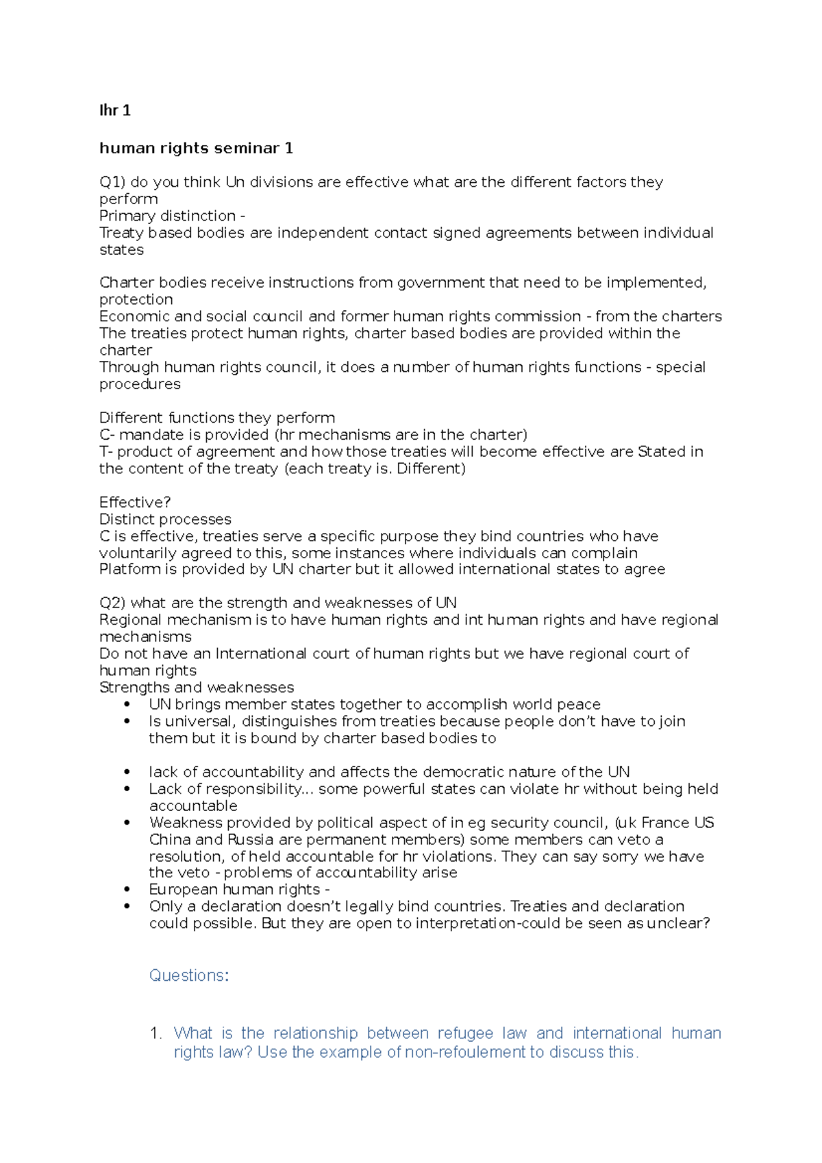 Ihr 1 - lecture, revision and seminar notes preparation for exams - Ihr ...