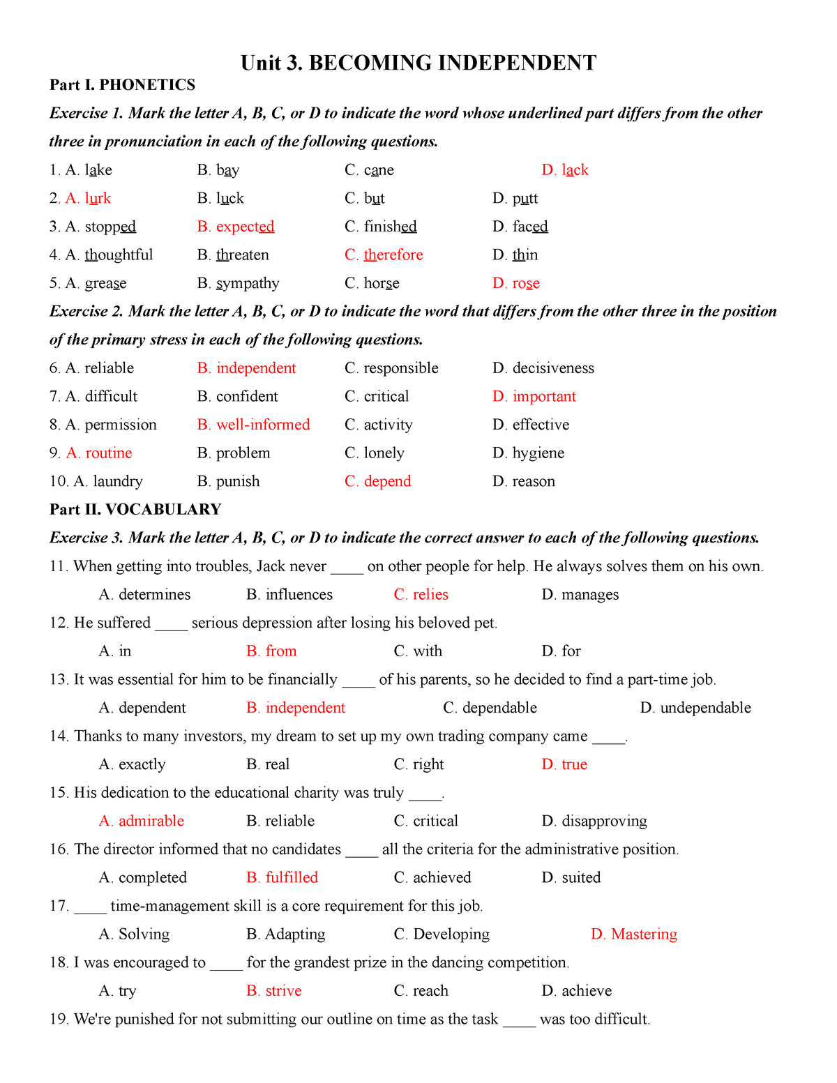 Anh 11 unit 3 BT - fgvtsrfbtyhtb - Unit 3. BECOMING INDEPENDENT Part I ...