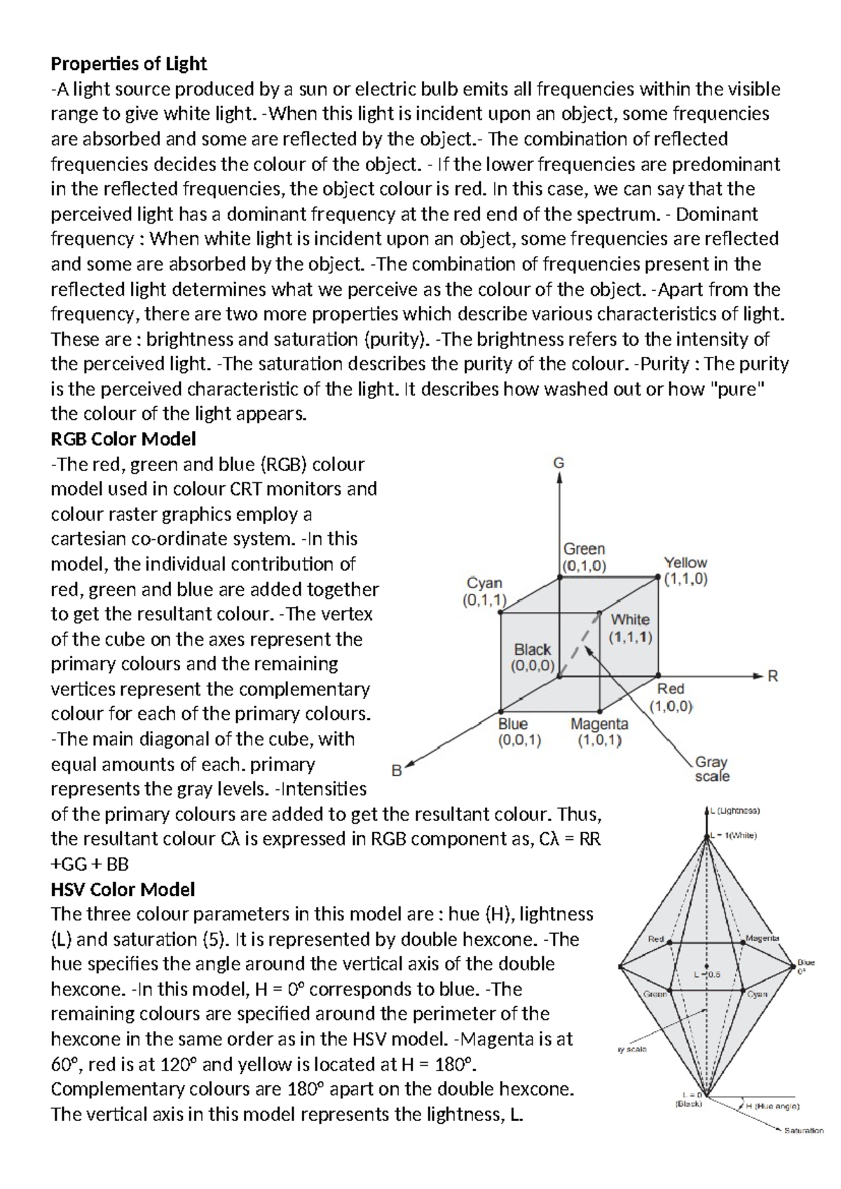 CG Notes Unit 4,5,6 - Properties of Light -A light source produced by a ...