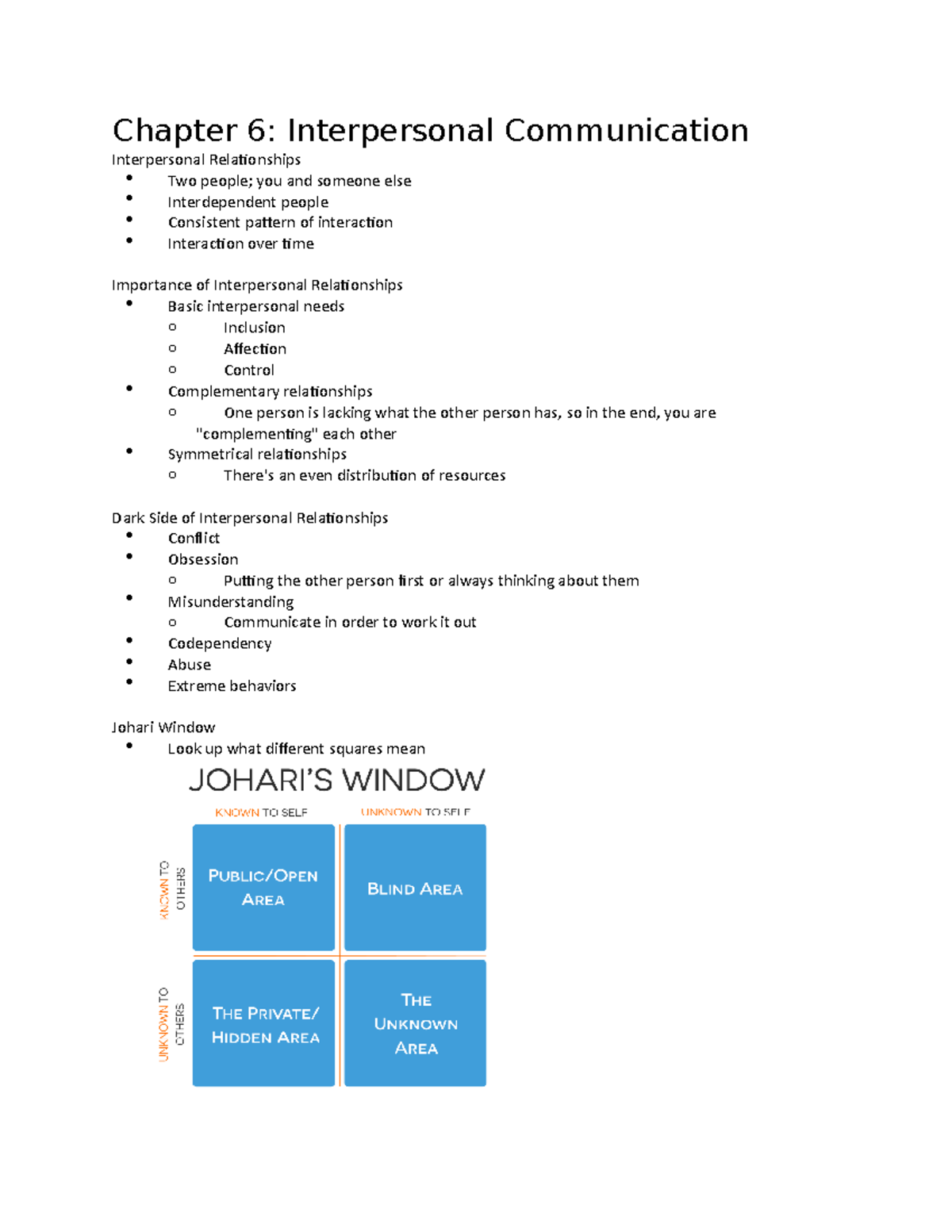 Chapter 6 - Professor Crowley - Chapter 6: Interpersonal Communication ...