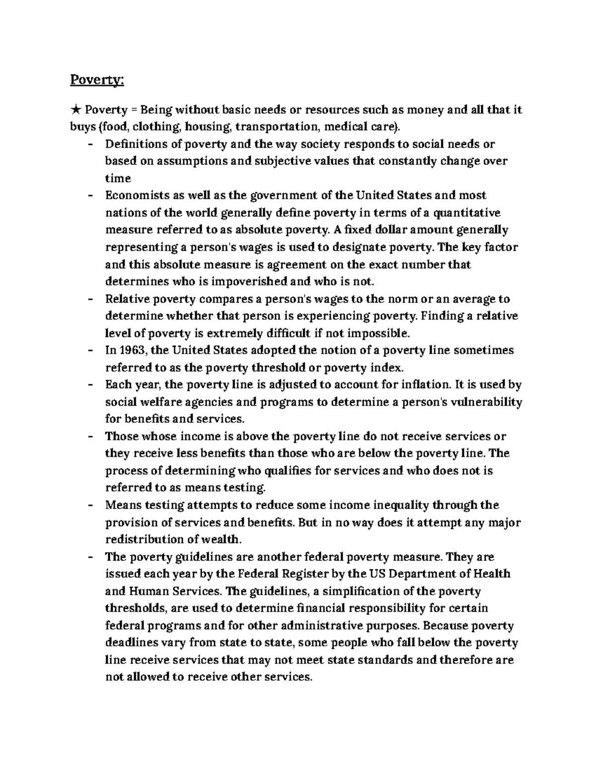 Intro to Social Work Poverty - Poverty: ★ Poverty = Being without basic ...