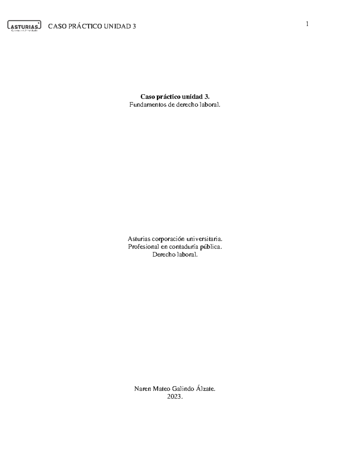 Caso Practico Unidad 3 - 1 CASO PRÁCTICO UNIDAD 3 Caso Práctico Unidad ...