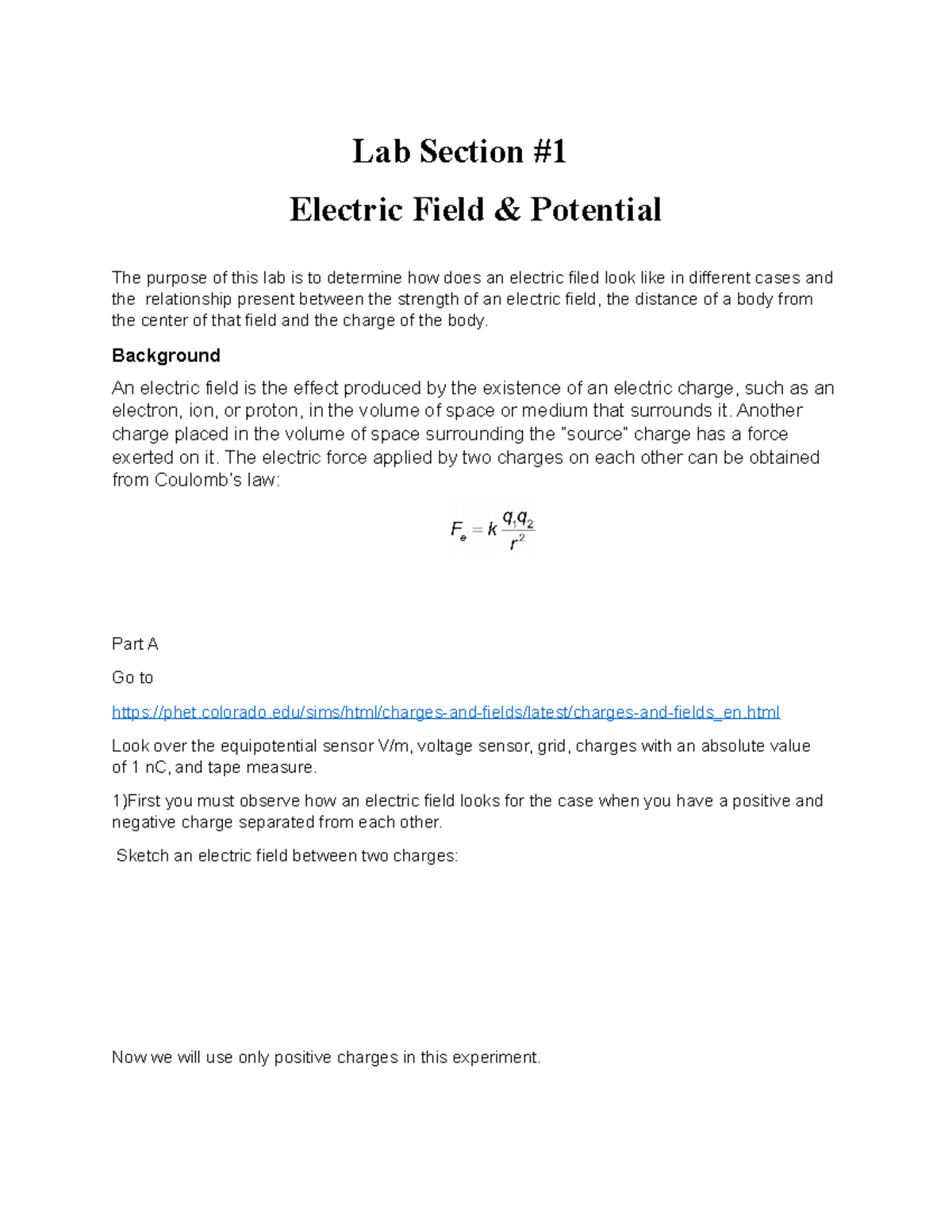 Lab1 electric field 2020 316 physics - Lab Section Electric Field ...
