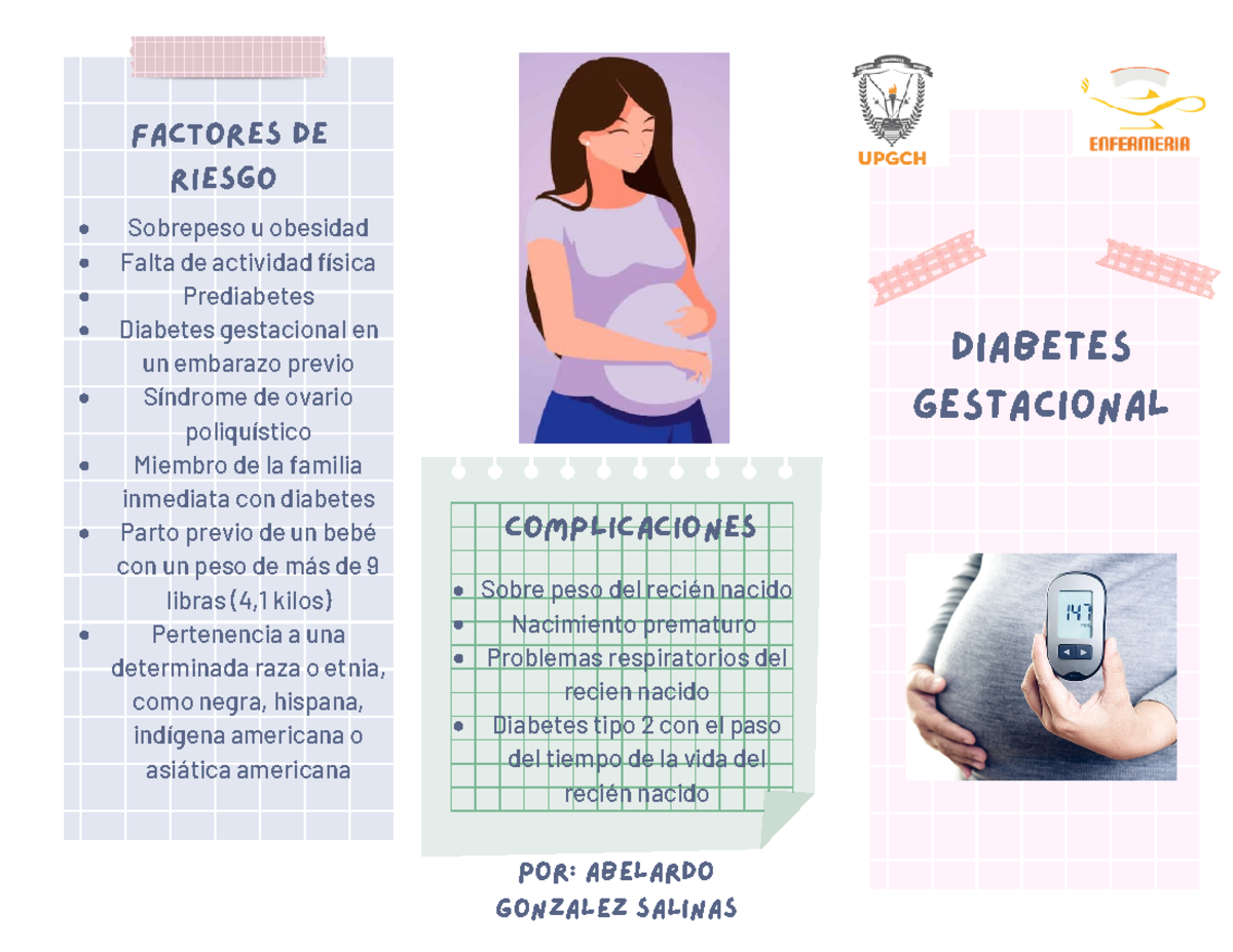 Triptico diabetes gestacional Factores de riesgo Diabetes gestacional